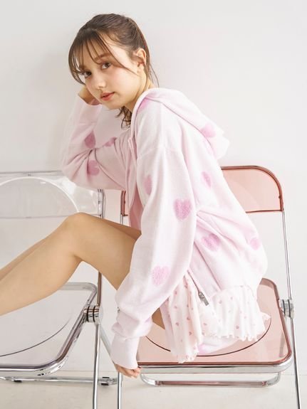 【ジェラート ピケ/gelato pique】のハートジャガードクロップドパーカ インテリア・キッズ・メンズ・レディースファッション・服の通販 founy(ファニー) 　ファッション　Fashion　レディースファッション　Fashion for Women　トップス・カットソー　Cut & Sew Tops　レディースパーカー・カジュアルフーディー　Casual Hoodies & Sweatshirts　おすすめ　Recommended / Our Picks　なめらか　Smooth, Silky Texture　イエロー　Yellow　クロップド　Cropped, Short Length　ショート　Short, Short Length　パープル　Purple, Violet　夏　Summer　PNK[066]|ID: prp329100004610350 ipo3291000000032984951