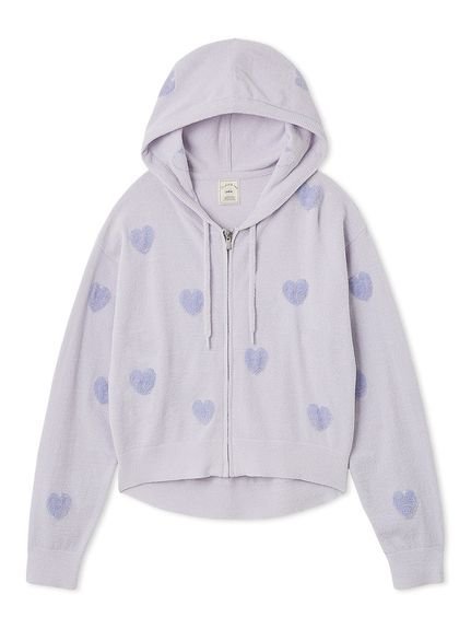 【ジェラート ピケ/gelato pique】のハートジャガードクロップドパーカ インテリア・キッズ・メンズ・レディースファッション・服の通販 founy(ファニー) 　ファッション　Fashion　レディースファッション　Fashion for Women　トップス・カットソー　Cut & Sew Tops　レディースパーカー・カジュアルフーディー　Casual Hoodies & Sweatshirts　おすすめ　Recommended / Our Picks　なめらか　Smooth, Silky Texture　イエロー　Yellow　クロップド　Cropped, Short Length　ショート　Short, Short Length　パープル　Purple, Violet　夏　Summer　PPL[077]|ID: prp329100004610350 ipo3291000000032984952