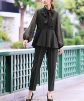 【ガール/GIRL】のボウタイブラウス・パンツ セットアップ 結婚式 パンツドレス パーティードレス 人気、トレンドファッション・服の通販 founy(ファニー) ファッション Fashion レディースファッション Fashion for Women セットアップ Matching Sets レディースパンツ・ボトムス Pants & Trousers / Bottoms オーガンジー Organza Fabric スタンダード Standard, Basic スタンド Stand Collar, Upright Stand ストレッチ Stretch, Stretchy Fabric スリーブ Sleeve, Long Sleeve / Short Sleeve セットアップ Set-Up, Coordinated Outfit センター Center, Center Line ダウン Down, Puffer テーパード Tapered, Tapered Pants ドレス Dress, One-Piece 定番 Standard, Basic Item 人気 Popular, Best Seller フィット Fit, Slim Fit フォーマル Formal, Dressy フレア Flare, Flared ペプラム Peplum, Flared Hem リボン Ribbon, Bow おすすめ Recommended / Our Picks エレガント 上品 Elegant セレモニー Ceremony ビジネス 仕事 通勤 Business / Work / Commuting 結婚式 Wedding |ID:prp329100004610385