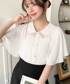 【モーメントプラス/moment+ / MEN】のシフォンジョーゼットフレアスリーブ配色ダブルカラー半袖ブラウス オフホワイト|ID: prp329100004610459 ipo3291000000033460790