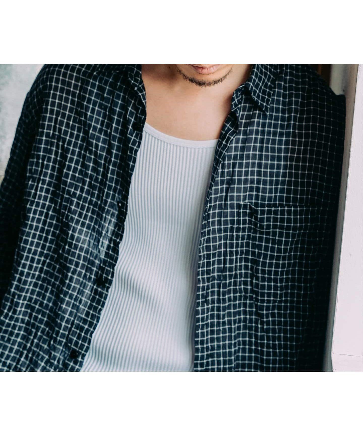 【エディフィス/EDIFICE / MEN】のシアー チェック レギュラーカラーシャツ インテリア・キッズ・メンズ・レディースファッション・服の通販 founy(ファニー) 　ファッション　Fashion　メンズファッション　Fashion for Men　シアー　Sheer, See-Through　シャーリング　Shirring, Ruched　チェック　Check, Plaid, Tartan　ベーシック　Basic, Essential　エレガント 上品　Elegant　夏　Summer　ブラック|ID: prp329100004610531 ipo3291000000032988126
