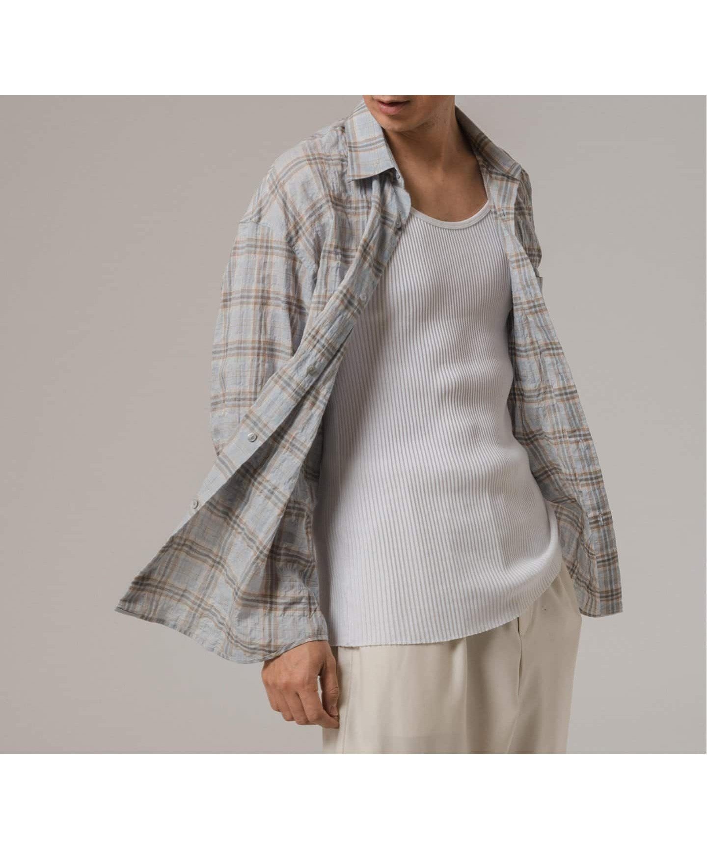 【エディフィス/EDIFICE / MEN】のシアー チェック レギュラーカラーシャツ インテリア・キッズ・メンズ・レディースファッション・服の通販 founy(ファニー) 　ファッション　Fashion　メンズファッション　Fashion for Men　シアー　Sheer, See-Through　シャーリング　Shirring, Ruched　チェック　Check, Plaid, Tartan　ベーシック　Basic, Essential　エレガント 上品　Elegant　夏　Summer　サックスブルー|ID: prp329100004610531 ipo3291000000032988129