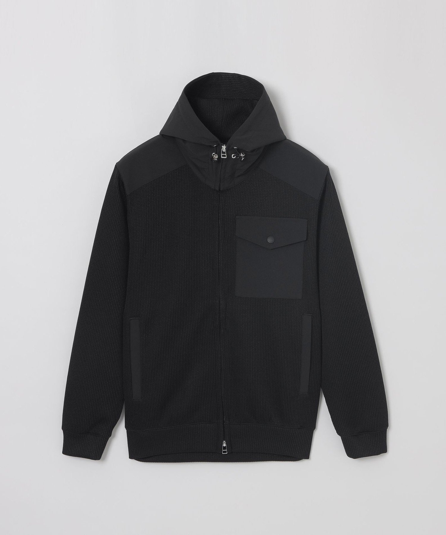 【マッキントッシュ フィロソフィー/MACKINTOSH PHILOSOPHY / MEN】のクォーターゲージニット コンビパーカー インテリア・キッズ・メンズ・レディースファッション・服の通販 founy(ファニー) 　ファッション　Fashion　メンズファッション　Fashion for Men　おすすめ　Recommended / Our Picks　ウォッシャブル　Machine Washable　コンビ　Combo, Combination Style　ショルダー　Shoulder, Shoulder Strap　パーカー　Hoodie, Parka　ポケット　Pocket, Pocket Detail　春　Spring　秋　Autumn　軽量　Lightweight, Ultra Light　ブラック|ID: prp329100004610535 ipo3291000000032988190