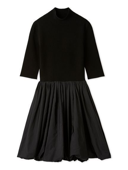 【スナイデル/SNIDEL】のバルーンドッキングミニニットワンピース インテリア・キッズ・メンズ・レディースファッション・服の通販 founy(ファニー) 　ファッション　Fashion　レディースファッション　Fashion for Women　ワンピース　Dresses　ニットワンピース　Knit Dresses　おすすめ　Recommended / Our Picks　ギャザー　Gathered, Ruffled　クラシカル　Classical, Vintage-Inspired　ジャケット　Jacket, Outerwear　トレンド　Trend, Trending Now　バルーン　Balloon, Balloon Silhouette　フィット　Fit, Slim Fit　エレガント 上品　Elegant　人気　Popular, Best Seller　春　Spring　BLK[009]|ID: prp329100004610865 ipo3291000000032992628
