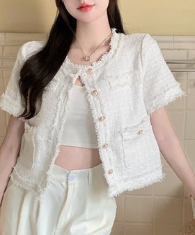 【ミニミニストア/miniministore】の半袖ツイード風ジャケット レディース夏服 人気、トレンドファッション・服の通販 founy(ファニー) ファッション Fashion レディースファッション Fashion for Women アウター Coat / Outerwear Collection レディースジャケット・軽アウター Jackets ショート Short, Short Length ジャケット Jacket, Outerwear セレモニー Ceremony ツイード Twill, Twill Weave エレガント 上品 Elegant 半袖 Short Sleeve, Half Sleeve 夏 Summer 春 Spring S/S・春夏 SS, Spring/Summer, Warm Season ビジネス 仕事 通勤 Business / Work / Commuting |ID:prp329100004610893