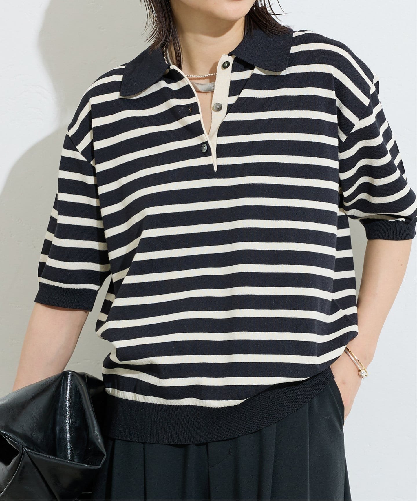 【ジャーナルスタンダード/JOURNAL STANDARD】の【 FUNCTION】 【接触冷感・UVカット】ポロシャツ インテリア・キッズ・メンズ・レディースファッション・服の通販 founy(ファニー) 　ファッション　Fashion　レディースファッション　Fashion for Women　トップス・カットソー　Cut & Sew Tops　シャツ・ブラウス・オフィスカジュアル　Elegant Blouses & Button-Ups　ポロシャツ・きれいめカジュアル　Smart-Casual Polo Tops　2025年　2025　2025-2026秋冬・A/W　Autumn/Winter 2025–26 AW25–26　おすすめ　Recommended / Our Picks　ボーダー　Border, Stripe　ポロシャツ　Polo Shirt, Collared Tee　夏　Summer　秋　Autumn　ブラック|ID: prp329100004610942 ipo3291000000033072791
