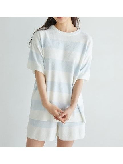 【ジェラート ピケ/gelato pique】のスムーズィーlite2ボーダープルオーバー インテリア・キッズ・メンズ・レディースファッション・服の通販 founy(ファニー) 　ファッション　Fashion　レディースファッション　Fashion for Women　トップス・カットソー　Cut & Sew Tops　カジュアルプルオーバー・ニットトップス　Pullovers & Knit Tops / Casual Pullovers　おすすめ　Recommended / Our Picks　なめらか　Smooth, Silky Texture　ショート　Short, Short Length　ボーダー　Border, Stripe　半袖　Short Sleeve, Half Sleeve　定番　Standard, Basic Item　軽量　Lightweight, Ultra Light　BLU[086]|ID: prp329100004611018 ipo3291000000032994660