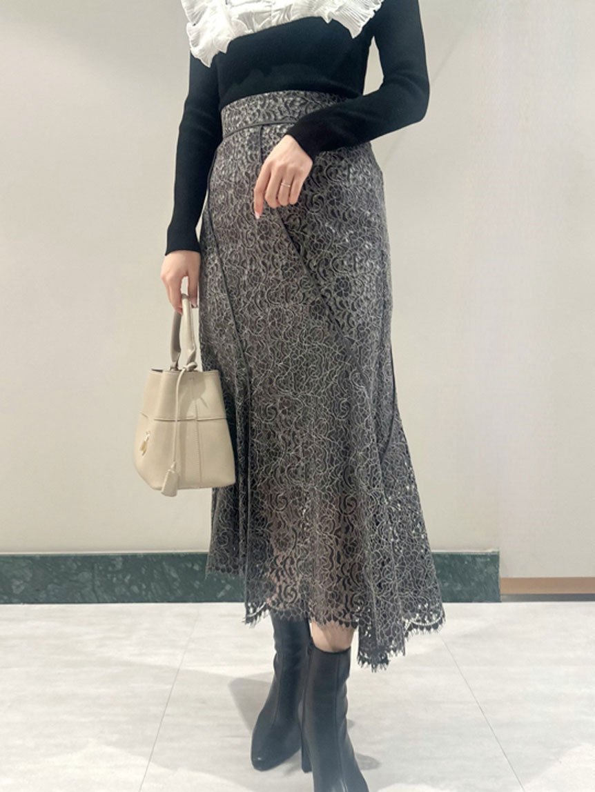 【スナイデル/SNIDEL】のデュアルトーンスパイラルスカート インテリア・キッズ・メンズ・レディースファッション・服の通販 founy(ファニー) 　ファッション　Fashion　レディースファッション　Fashion for Women　スカート　Skirts　アシンメトリー　Asymmetrical Style　ウェーブ　Wavy Pattern　オケージョン　Occasion Wear　春　Spring　ジャケット　Jacket, Outerwear　ストレート　Straight, Straight Cut　セットアップ　Set-Up, Coordinated Outfit　フェミニン　Feminine, Girly　ヘムライン　Hemline, Bottom Cut　マーメイド　Mermaid, Fishtail Silhouette　モチーフ　Motif, Design Theme　リュクス　Luxury, Elegant, High-End, Chic　レース　Lace, Lace Fabric　おすすめ　Recommended / Our Picks　DGRY[008]|ID: prp329100004611029 ipo3291000000032994783