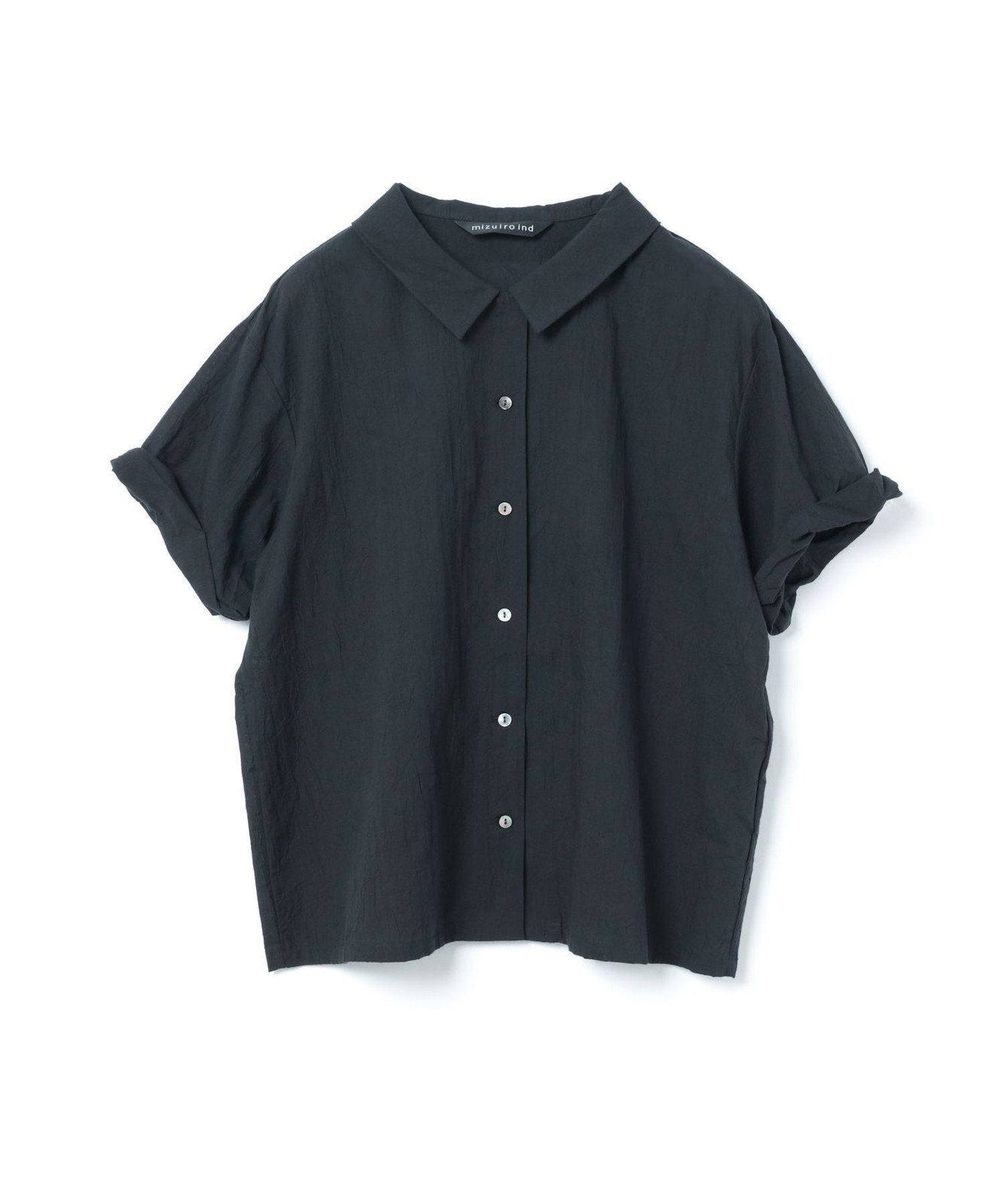 【マーコート/MARcourt】のmizuiro ind ロールアップスリーブシャツ インテリア・キッズ・メンズ・レディースファッション・服の通販 founy(ファニー) 　ファッション　Fashion　レディースファッション　Fashion for Women　トップス・カットソー　Cut & Sew Tops　シャツ・ブラウス・オフィスカジュアル　Elegant Blouses & Button-Ups　シンプル　Simple, Minimal　ポケット　Pocket, Pocket Detail　レギュラー　Regular, Standard Fit　ロールアップ　Roll-Up, Cuffed Hem　無地　Plain, Solid Color　ネイビー|ID: prp329100004611175 ipo3291000000032996966