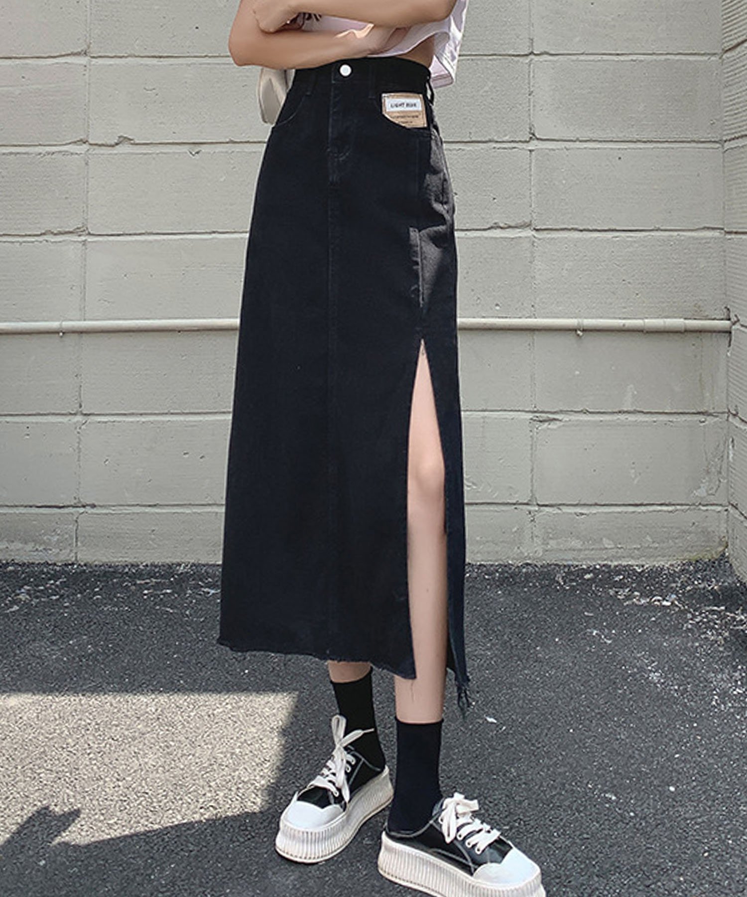 【アミュレット/Amulet】の【Dewlily】デニム風ロングスリットスカート 人気、トレンドファッション・服の通販 founy(ファニー) 　ファッション　Fashion　レディースファッション　Fashion for Women　スカート　Skirts　シンプル　Simple, Minimal　スリット　Slit, Slit Detail　デニム　Denim, Jeans Material　 other-1|ID: prp329100004611178 ipo3291000000033191308