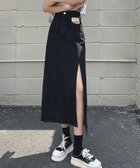 【アミュレット/Amulet】の【Dewlily】デニム風ロングスリットスカート 人気、トレンドファッション・服の通販 founy(ファニー) ファッション Fashion レディースファッション Fashion for Women スカート Skirts シンプル Simple, Minimal スリット Slit, Slit Detail デニム Denim, Jeans Material thumbnail ブラック|ID: prp329100004611178 ipo3291000000033191309