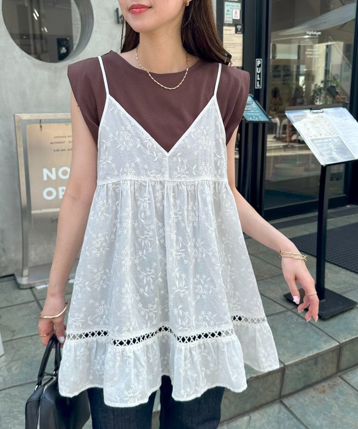 【ディスコート/Discoat】の【AW先行 】生地刺繍キャミチュニック インテリア・キッズ・メンズ・レディースファッション・服の通販 founy(ファニー) https://founy.com/ ファッション Fashion レディースファッション Fashion for Women トップス・カットソー Cut & Sew Tops キャミソール&ノースリーブ Camisoles & Sleeveless Tops |ID: prp329100004611250 ipo3291000000032997877