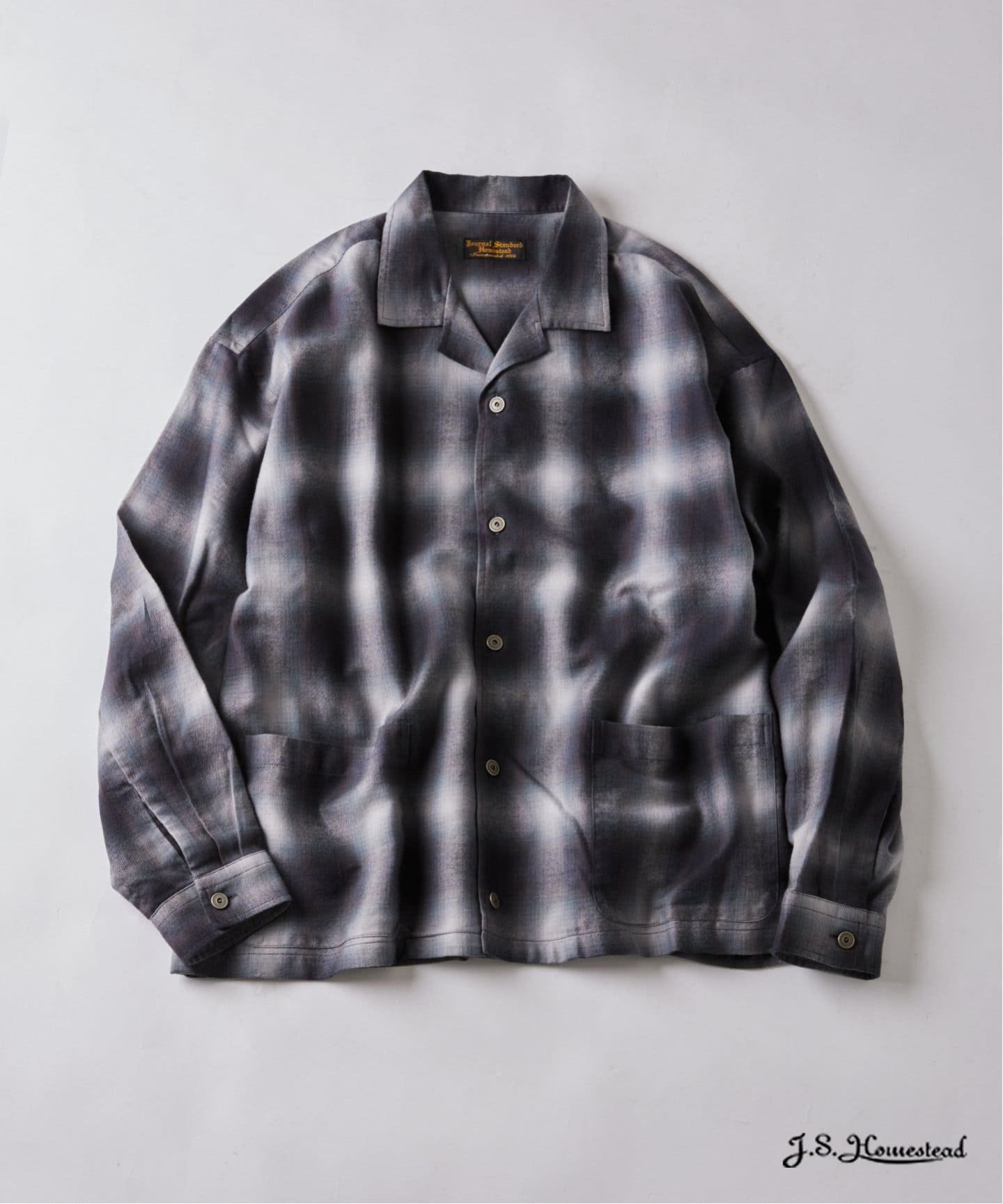 【ジャーナルスタンダード/JOURNAL STANDARD / MEN】のJ.S.Homestead / リラックス オンブレ オープン カラー シャツ インテリア・キッズ・メンズ・レディースファッション・服の通販 founy(ファニー) 　ファッション　Fashion　メンズファッション　Fashion for Men　クラシック　Classic, Timeless Style　リラックス　Relax, Relaxed Fit　羽織　Haori, Light Jacket　グレー|ID: prp329100004611344 ipo3291000000033056533