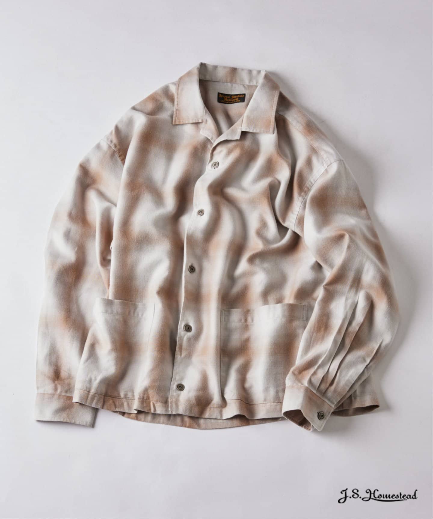 【ジャーナルスタンダード/JOURNAL STANDARD / MEN】のJ.S.Homestead / リラックス オンブレ オープン カラー シャツ インテリア・キッズ・メンズ・レディースファッション・服の通販 founy(ファニー) 　ファッション　Fashion　メンズファッション　Fashion for Men　クラシック　Classic, Timeless Style　リラックス　Relax, Relaxed Fit　羽織　Haori, Light Jacket　ベージュ A|ID: prp329100004611344 ipo3291000000033056536
