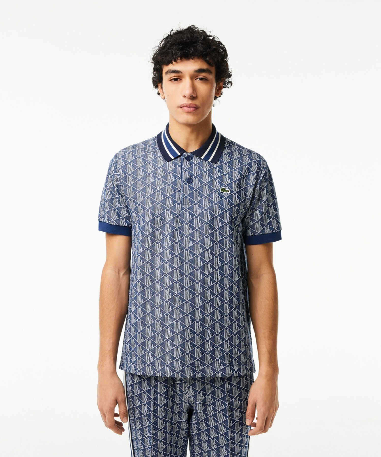 【ラコステ/LACOSTE / MEN】のモノグラムジャカード半袖ポロシャツ インテリア・キッズ・メンズ・レディースファッション・服の通販 founy(ファニー) 　ファッション　Fashion　メンズファッション　Fashion for Men　エレガント 上品　Elegant　クラシック　Classic, Timeless Style　ジャカード／ジャガード　Jacquard, Woven Pattern　ボーダー　Border, Stripe　ポロシャツ　Polo Shirt, Collared Tee　モチーフ　Motif, Design Theme　半袖　Short Sleeve, Half Sleeve　ネイビー|ID: prp329100004611415 ipo3291000000032999475