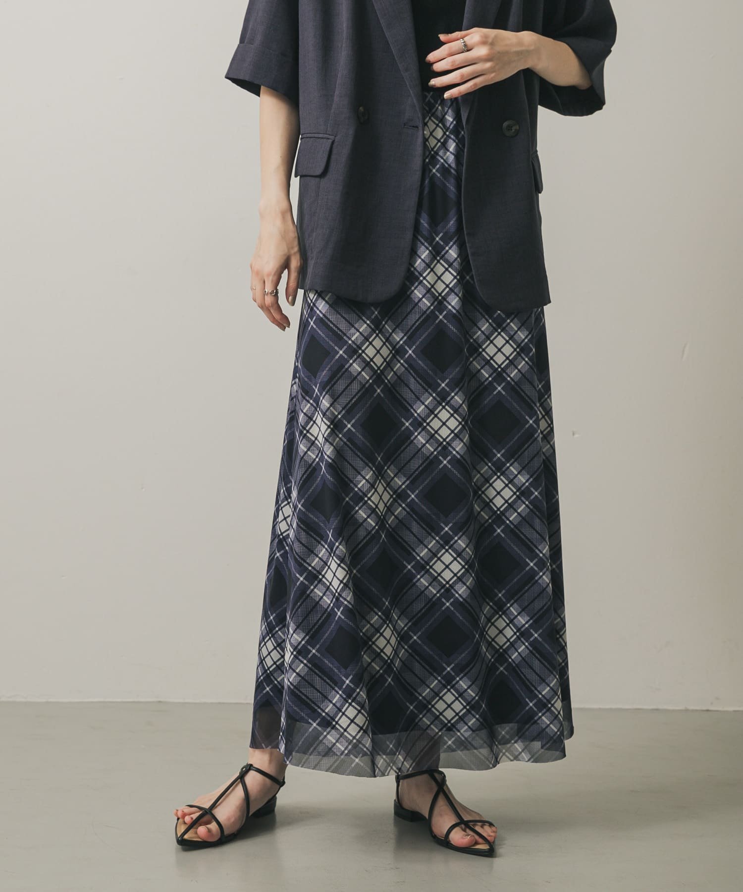 【センスオブプレイス/SENSE OF PLACE by URBAN RESEARCH】のシアーチェックスカート インテリア・キッズ・メンズ・レディースファッション・服の通販 founy(ファニー) 　ファッション　Fashion　レディースファッション　Fashion for Women　スカート　Skirts　シアー　Sheer, See-Through　チェック　Check, Plaid, Tartan　プリント　Print, Printed Pattern　NAVY|ID: prp329100004611695 ipo3291000000033632681