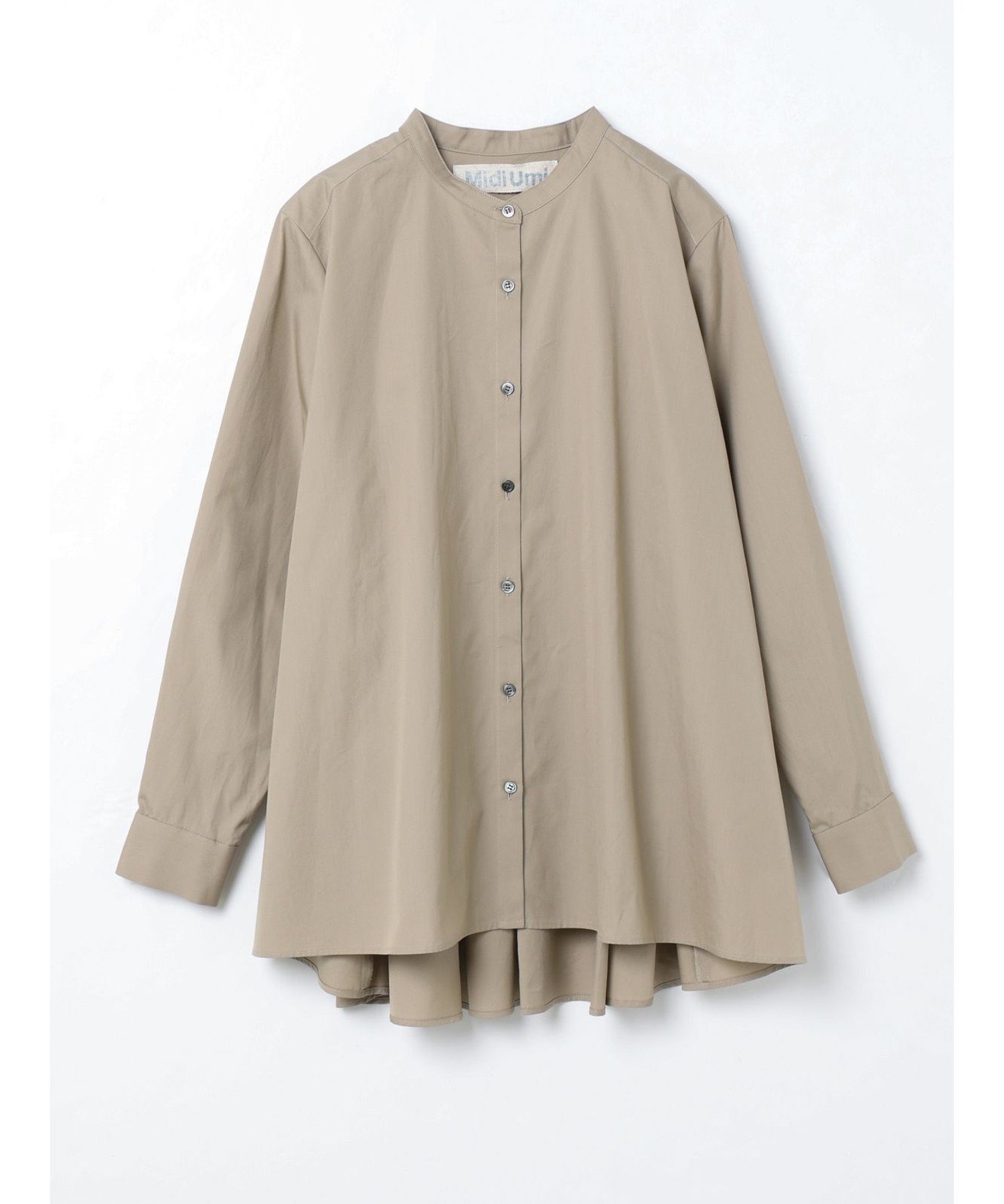 【マーコート/MARcourt】のMidiUmi Aラインシャツ インテリア・キッズ・メンズ・レディースファッション・服の通販 founy(ファニー) 　ファッション　Fashion　レディースファッション　Fashion for Women　トップス・カットソー　Cut & Sew Tops　シャツ・ブラウス・オフィスカジュアル　Elegant Blouses & Button-Ups　スウェット / スエット　Sweatshirt, Sweatwear　フレア　Flare, Flared　ブロード　Broadcloth, Fine Cotton　ベーシック　Basic, Essential　ポケット　Pocket, Pocket Detail　定番　Standard, Basic Item　無地　Plain, Solid Color　長袖　Long Sleeve, Full Sleeve　ベージュ|ID: prp329100004611736 ipo3291000000033004272