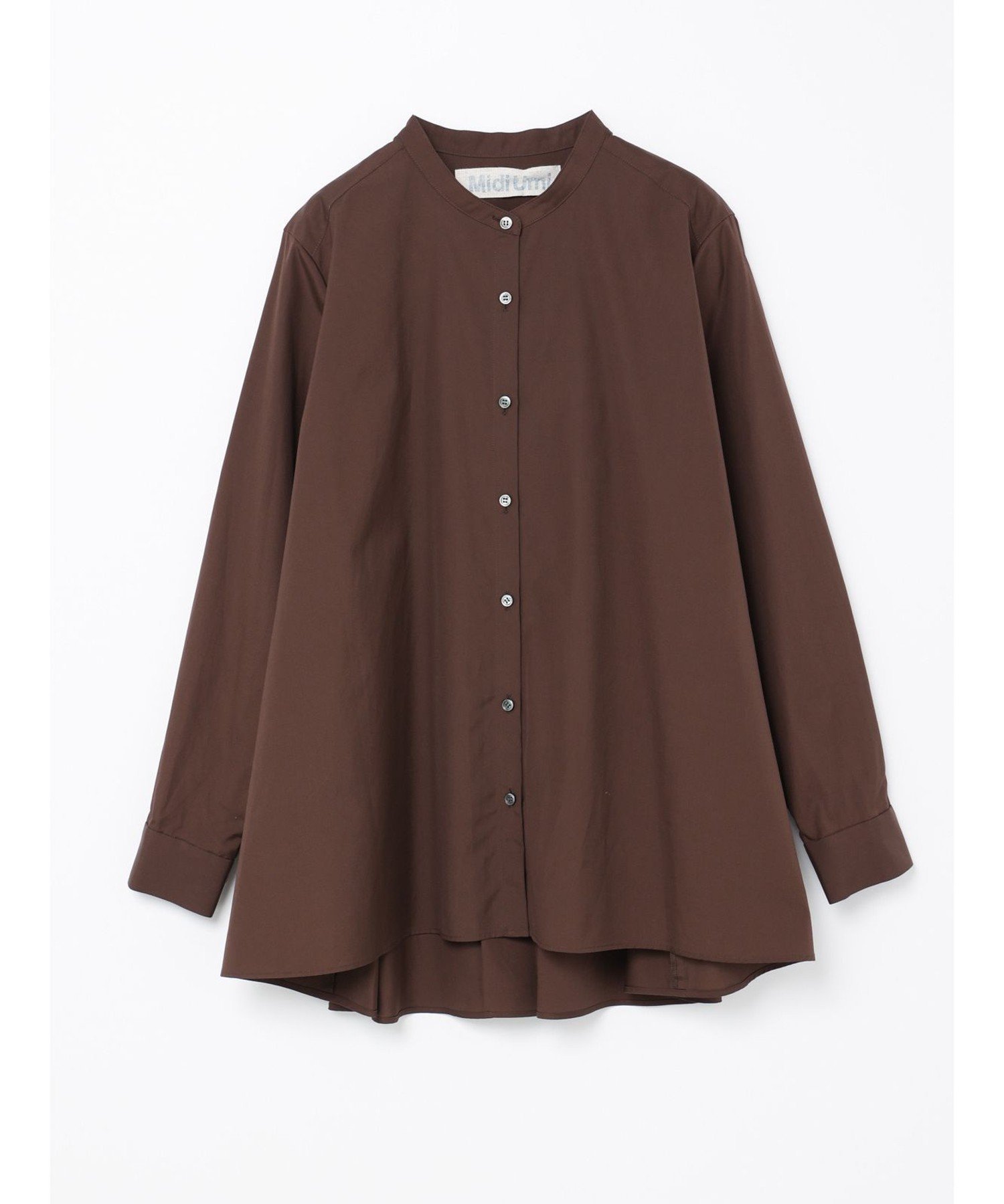 【マーコート/MARcourt】のMidiUmi Aラインシャツ インテリア・キッズ・メンズ・レディースファッション・服の通販 founy(ファニー) 　ファッション　Fashion　レディースファッション　Fashion for Women　トップス・カットソー　Cut & Sew Tops　シャツ・ブラウス・オフィスカジュアル　Elegant Blouses & Button-Ups　スウェット / スエット　Sweatshirt, Sweatwear　フレア　Flare, Flared　ブロード　Broadcloth, Fine Cotton　ベーシック　Basic, Essential　ポケット　Pocket, Pocket Detail　定番　Standard, Basic Item　無地　Plain, Solid Color　長袖　Long Sleeve, Full Sleeve　ブラウン|ID: prp329100004611736 ipo3291000000033004273