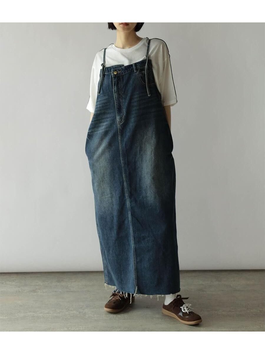 【ラシュッド/LASUD】のアシメフロントデニムジャンパースカート(navy) 人気、トレンドファッション・服の通販 founy(ファニー) 　ファッション　Fashion　レディースファッション　Fashion for Women　スカート　Skirts　おすすめ　Recommended / Our Picks　アシンメトリー　Asymmetrical Style　スリット　Slit, Slit Detail　デニム　Denim, Jeans Material　 other-1|ID: prp329100004611946 ipo3291000000035170906