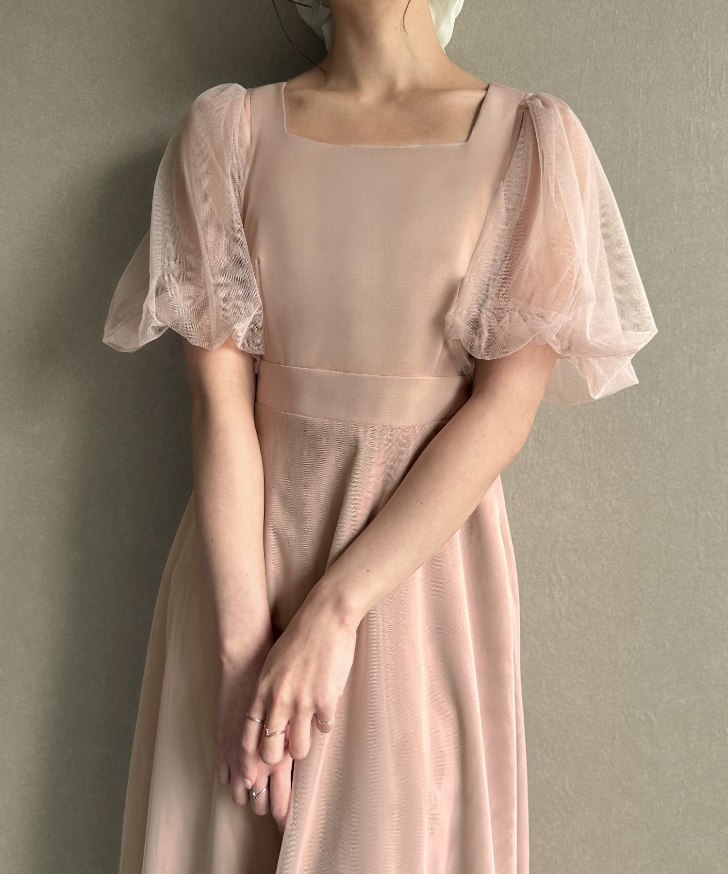 【ジュノア/JUNOAH】のドッキングチュールフレアワンピース インテリア・キッズ・メンズ・レディースファッション・服の通販 founy(ファニー) 　ファッション　Fashion　レディースファッション　Fashion for Women　ワンピース　Dresses　チュール　Tulip, Tulip Motif　ピンクベージュ|ID: prp329100004611966 ipo3291000000033213257