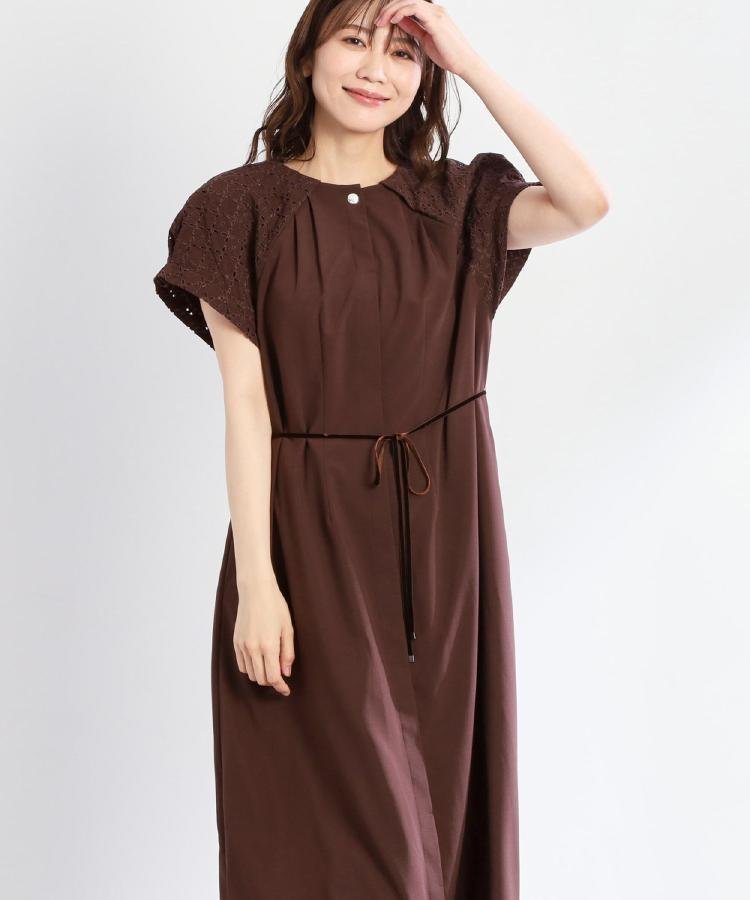 【リフレクト/Reflect】のカットワークレーススリーブワンピース インテリア・キッズ・メンズ・レディースファッション・服の通販 founy(ファニー) 　ファッション　Fashion　レディースファッション　Fashion for Women　ワンピース　Dresses　シフォン　Chiffon, Lightweight Fabric　タンブラー　Tumbler, Travel Mug　ブロード　Broadcloth, Fine Cotton　ペチコート　Petticoat, Underskirt　ポケット　Pocket, Pocket Detail　レース　Lace, Lace Fabric　ブラウン|ID: prp329100004611980 ipo3291000000033006951