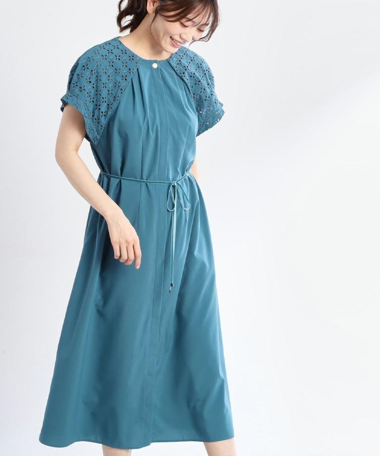 【リフレクト/Reflect】のカットワークレーススリーブワンピース インテリア・キッズ・メンズ・レディースファッション・服の通販 founy(ファニー) 　ファッション　Fashion　レディースファッション　Fashion for Women　ワンピース　Dresses　シフォン　Chiffon, Lightweight Fabric　タンブラー　Tumbler, Travel Mug　ブロード　Broadcloth, Fine Cotton　ペチコート　Petticoat, Underskirt　ポケット　Pocket, Pocket Detail　レース　Lace, Lace Fabric　ブルーグリーン|ID: prp329100004611980 ipo3291000000033006952
