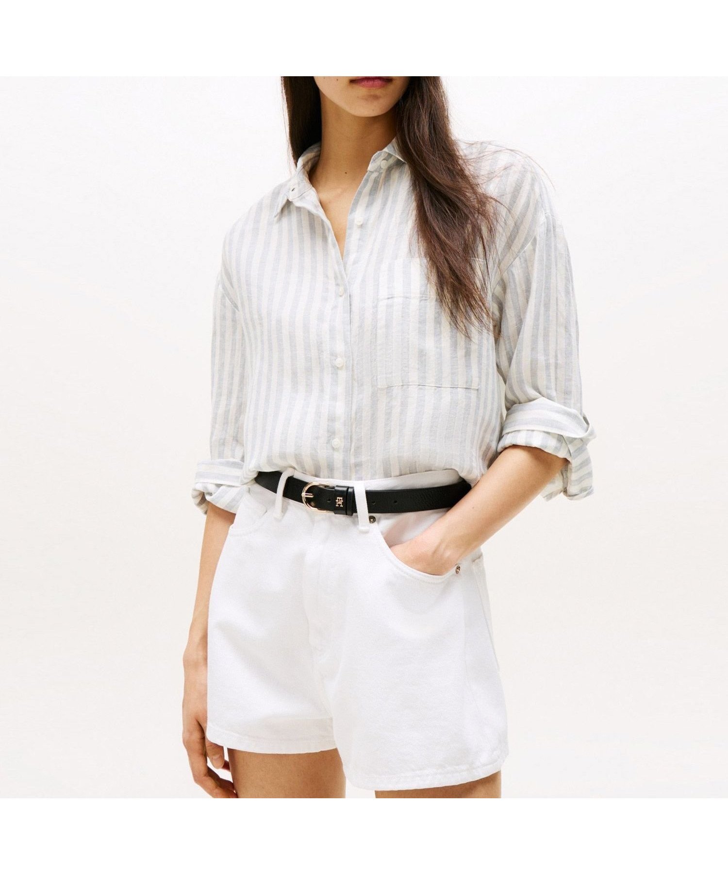 【トミーヒルフィガー/TOMMY HILFIGER】のリネンイージーシャツ インテリア・キッズ・メンズ・レディースファッション・服の通販 founy(ファニー) 　ファッション　Fashion　レディースファッション　Fashion for Women　トップス・カットソー　Cut & Sew Tops　シャツ・ブラウス・オフィスカジュアル　Elegant Blouses & Button-Ups　アメリカン　American Style　クラシック　Classic, Timeless Style　ゴルフ　Golf　シンプル　Simple, Minimal　デニム　Denim, Jeans Material　バランス　Balance, Style Balance　ポケット　Pocket, Pocket Detail　モダン　Modern, Contemporary　リネン　Linen, Linen Fabric　ワンポイント　One Point, Statement Accent　人気　Popular, Best Seller　ホワイト0K5|ID: prp329100004612067 ipo3291000000033007663