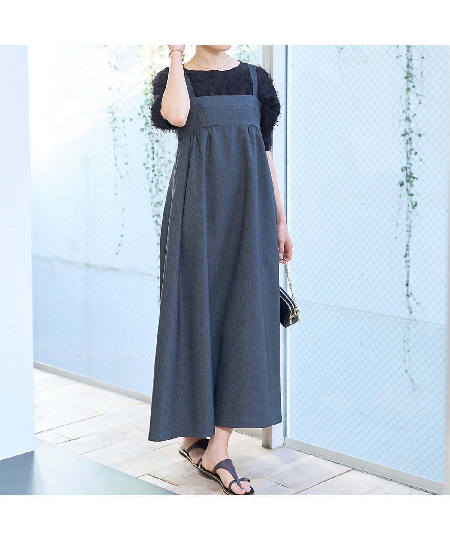 【ルージュヴィフラクレ/Rouge vif la cle】のデニムライクベアキャミワンピース インテリア・キッズ・メンズ・レディースファッション・服の通販 founy(ファニー) 　ファッション　Fashion　レディースファッション　Fashion for Women　ワンピース　Dresses　キャミソールワンピース　Camisole Dresses　おすすめ　Recommended / Our Picks　インナー　Innerwear　スニーカー　Sneakers, Trainers　A/W・秋冬　Autumn/Winter　ブラック|ID: prp329100004612154 ipo3291000000033292336