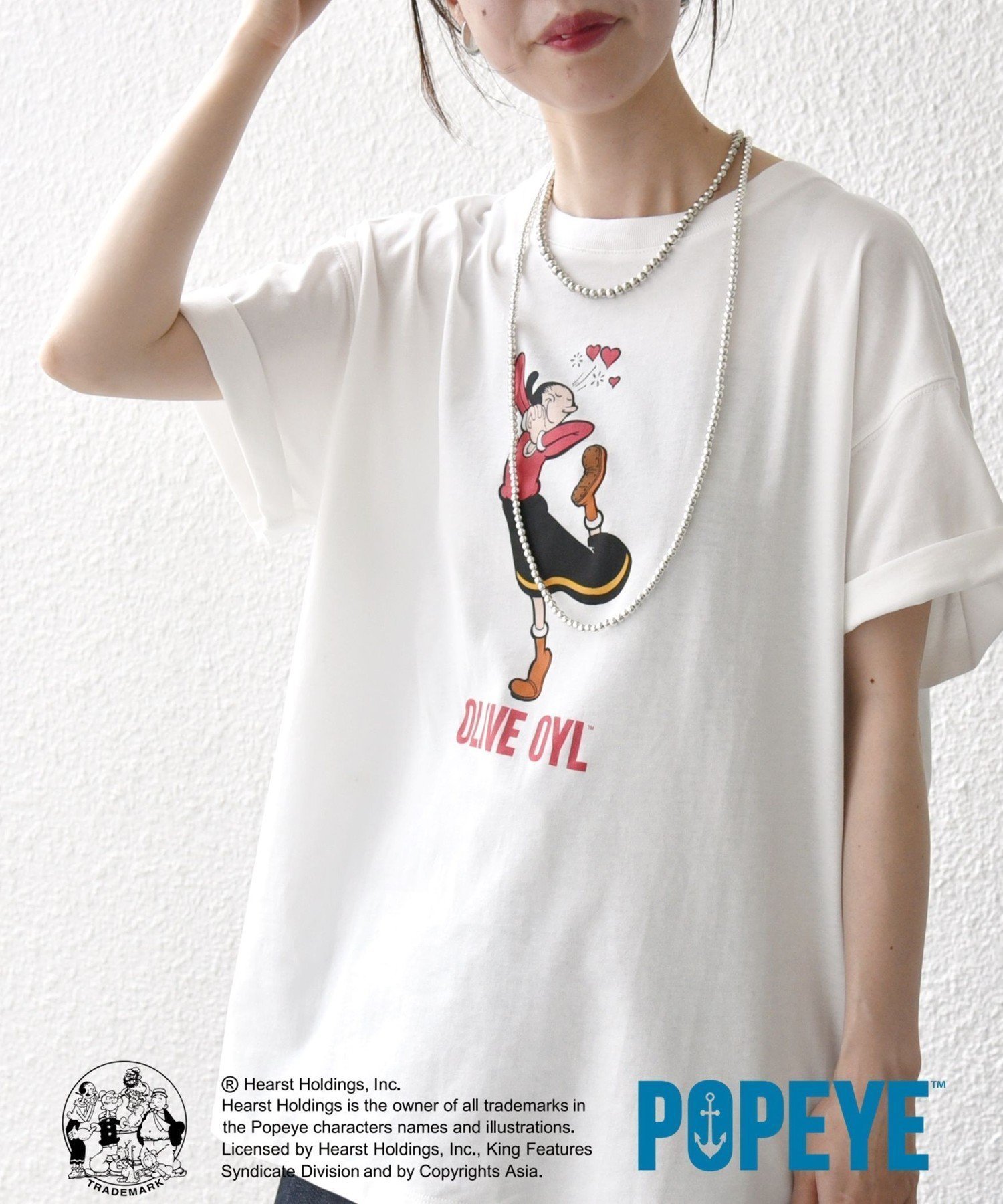 【シップス フォー ウィメン/SHIPS】のSHIPS any 洗濯機可能 OLIVE OYL(TM) プリント TEE インテリア・キッズ・メンズ・レディースファッション・服の通販 founy(ファニー) 　ファッション　Fashion　レディースファッション　Fashion for Women　オイル　Body Oil　キャラクター　Character, Licensed Characters　クラシック　Classic, Timeless Style　デニム　Denim, Jeans Material　人気　Popular, Best Seller　プリント　Print, Printed Pattern　ボトム　Bottoms, Lower Wear　2025年　2025　2025春夏・S/S　Spring/Summer 2025 SS25　ホワイト系3|ID: prp329100004612281 ipo3291000000033433137