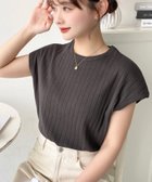 【その他のブランド/Other】の綿100%ワイドリブ.フレンチスリーブTシャツ チャコールグレー|ID: prp329100004612327 ipo3291000000033283299