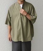 【シップス/SHIPS / MEN】の【WEB限定】SHIPS any 洗濯機可能 リネン/レーヨン バンド スキッパー ハーフスリーブ プルオーバー シャツ オリーブ|ID: prp329100004612507 ipo3291000000033278250