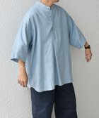 【シップス/SHIPS / MEN】の【WEB限定】SHIPS any 洗濯機可能 リネン/レーヨン バンド スキッパー ハーフスリーブ プルオーバー シャツ ライトブルー|ID: prp329100004612507 ipo3291000000033278253