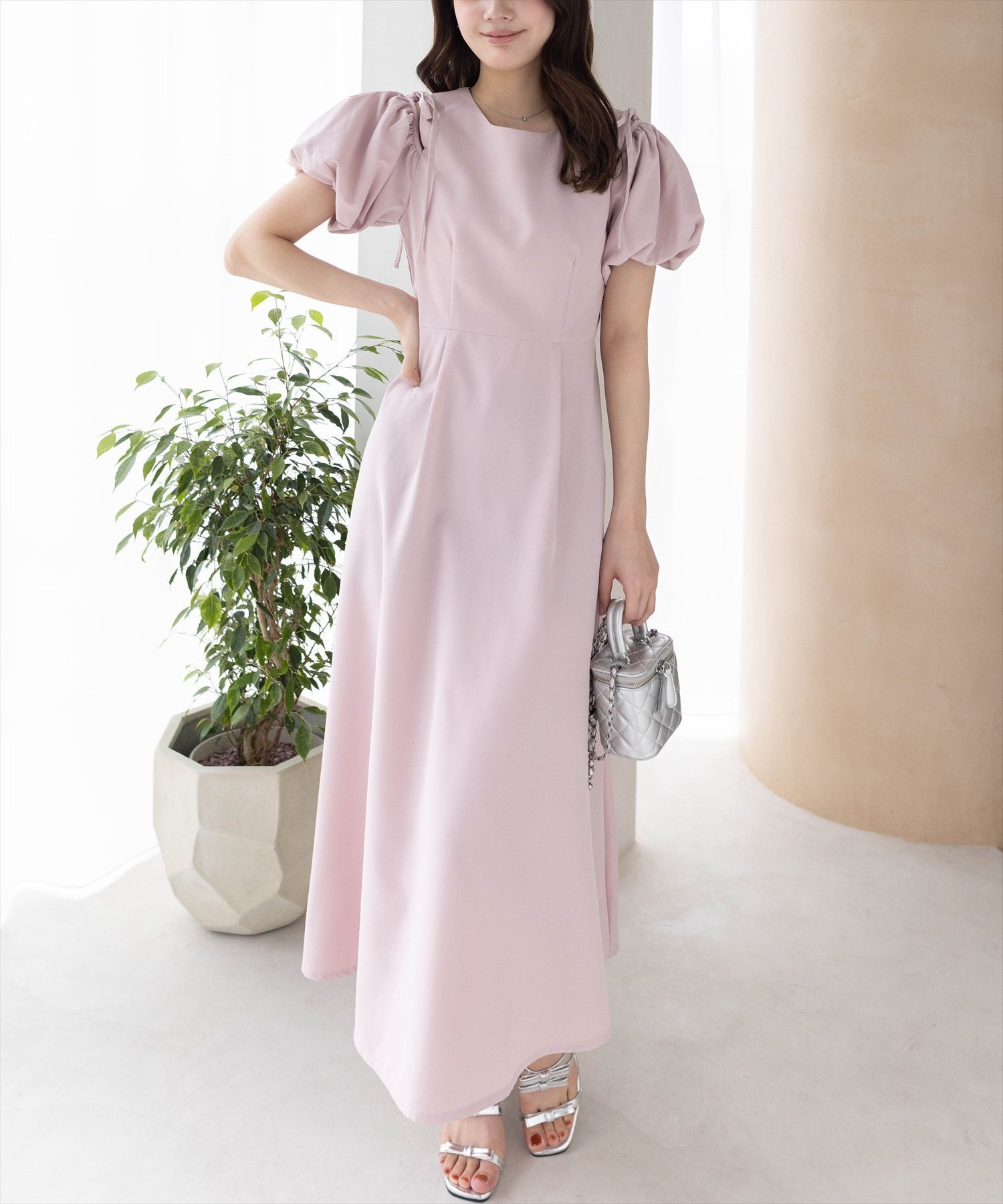 【クリア/clear】の2way袖バルーン半袖ロングワンピース インテリア・キッズ・メンズ・レディースファッション・服の通販 founy(ファニー) 　ファッション　Fashion　レディースファッション　Fashion for Women　ワンピース　Dresses　おすすめ　Recommended / Our Picks　オケージョン　Occasion Wear　サンダル　Sandals, Summer Shoes　トレンド　Trend, Trending Now　バルーン　Balloon, Balloon Silhouette　フェミニン　Feminine, Girly　リボン　Ribbon, Bow　ロング　Long, Long-Length　半袖　Short Sleeve, Half Sleeve　夏　Summer　PK|ID: prp329100004612566 ipo3291000000033205286