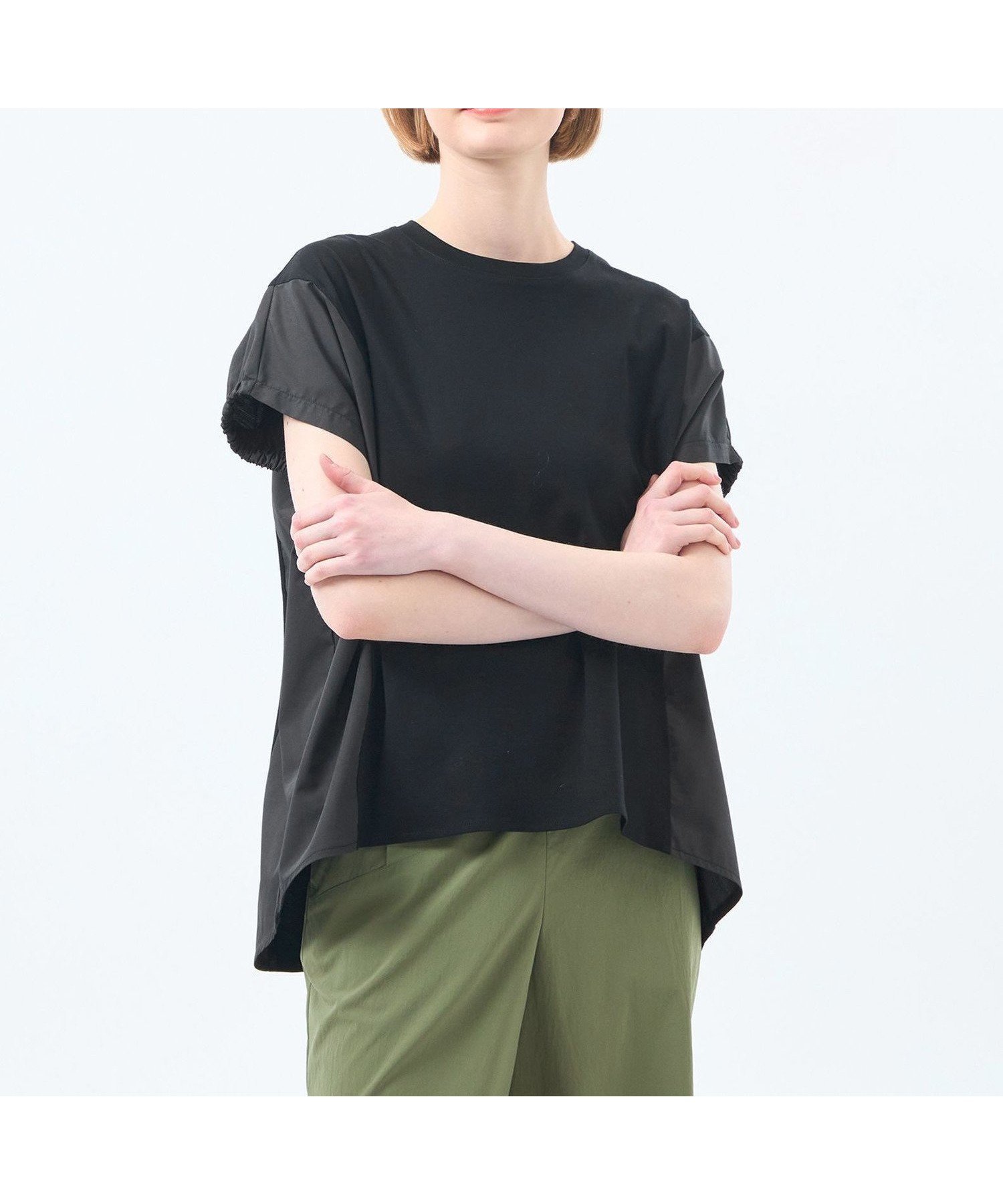 【マッキントッシュ フィロソフィー/MACKINTOSH PHILOSOPHY】のギャザースリーブコンビカットソー インテリア・キッズ・メンズ・レディースファッション・服の通販 founy(ファニー) 　ファッション　Fashion　レディースファッション　Fashion for Women　トップス・カットソー　Cut & Sew Tops　カットソー・ベーシックTシャツ　Cut-and-Sewn Tops / Stretch Tees & Basics　おすすめ　Recommended / Our Picks　カットソー　Cut and Sewn Top　シンプル　Simple, Minimal　ブロード　Broadcloth, Fine Cotton　ワンポイント　One Point, Statement Accent　夏　Summer　春　Spring　秋　Autumn　ブラック|ID: prp329100004612618 ipo3291000000033548921