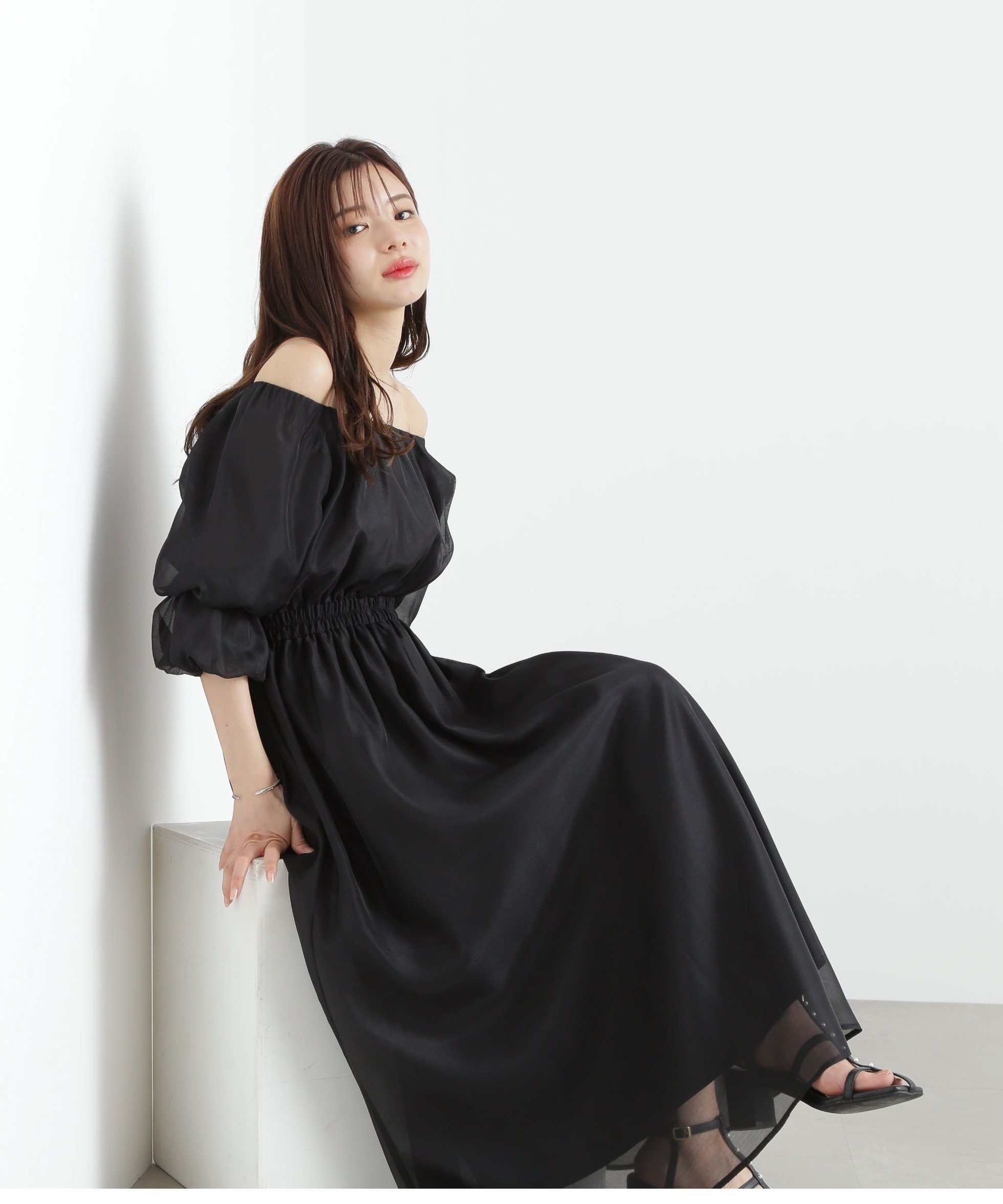 【プロポーション ボディドレッシング/PROPORTION BODY DRESSING】のバルーンスリーブワンピース 人気、トレンドファッション・服の通販 founy(ファニー) 　ファッション　Fashion　レディースファッション　Fashion for Women　ワンピース　Dresses　シアー　Sheer, See-Through　スリーブ　Sleeve, Long Sleeve / Short Sleeve　デコルテ　Décolleté, Neckline　バルーン　Balloon, Balloon Silhouette　フェミニン　Feminine, Girly　 other-1|ID: prp329100004612652 ipo3291000000033068098