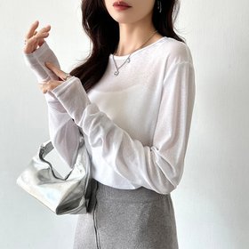 【ココモモ/COCOMOMO】の選べる2タイプ シアーカットソー シアートップス ロンt トップス 長袖 五分袖 人気、トレンドファッション・服の通販 founy(ファニー) ファッション Fashion レディースファッション Fashion for Women トップス・カットソー Cut & Sew Tops ロングTシャツ・Tシャツ Longline T-Shirts & Tees カットソー・ベーシックTシャツ Cut-and-Sewn Tops / Stretch Tees & Basics シアー Sheer, See-Through スウェット / スエット Sweatshirt, Sweatwear セーター Sweater, Knitwear 夏 Summer 水着 Swimsuit, Swimwear 長袖 Long Sleeve, Full Sleeve |ID:prp329100004612667