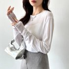 【ココモモ/COCOMOMO】の選べる2タイプ シアーカットソー シアートップス ロンt トップス 長袖 五分袖 人気、トレンドファッション・服の通販 founy(ファニー) ファッション Fashion レディースファッション Fashion for Women トップス・カットソー Cut & Sew Tops ロングTシャツ・Tシャツ Longline T-Shirts & Tees カットソー・ベーシックTシャツ Cut-and-Sewn Tops / Stretch Tees & Basics シアー Sheer, See-Through スウェット / スエット Sweatshirt, Sweatwear セーター Sweater, Knitwear 夏 Summer 水着 Swimsuit, Swimwear 長袖 Long Sleeve, Full Sleeve thumbnail 長袖・ホワイト|ID: prp329100004612667 ipo3291000000033553717
