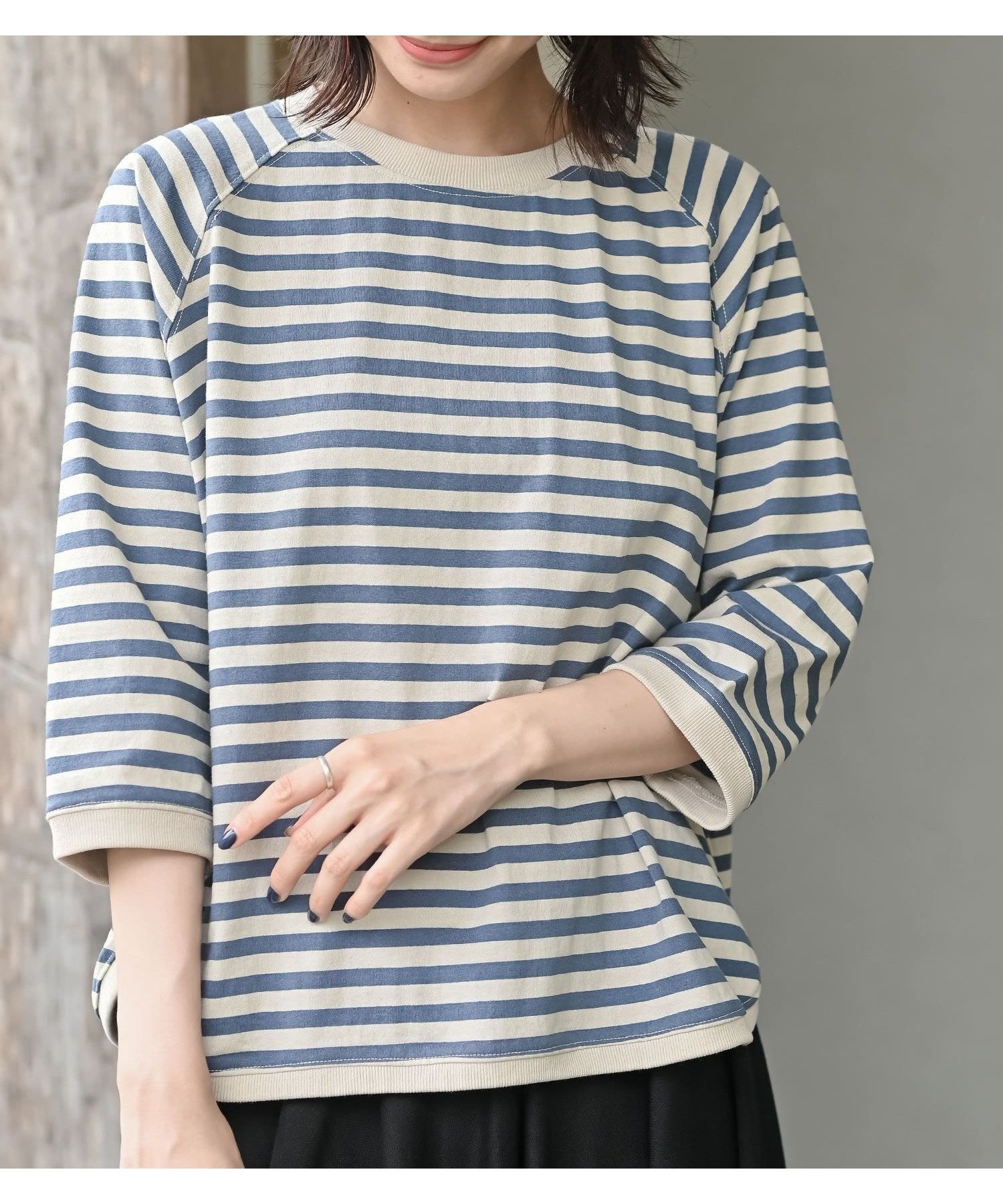 【アールピーエス/rps】のリブ切替7分袖ボーダーT 人気、トレンドファッション・服の通販 founy(ファニー) 　ファッション　Fashion　レディースファッション　Fashion for Women　トップス・カットソー　Cut & Sew Tops　シンプル　Simple, Minimal　スリーブ　Sleeve, Long Sleeve / Short Sleeve　バランス　Balance, Style Balance　ボーダー　Border, Stripe　ロング　Long, Long-Length　切替　Switching, Contrast Panel　 other-1|ID: prp329100004612686 ipo3291000000033272047