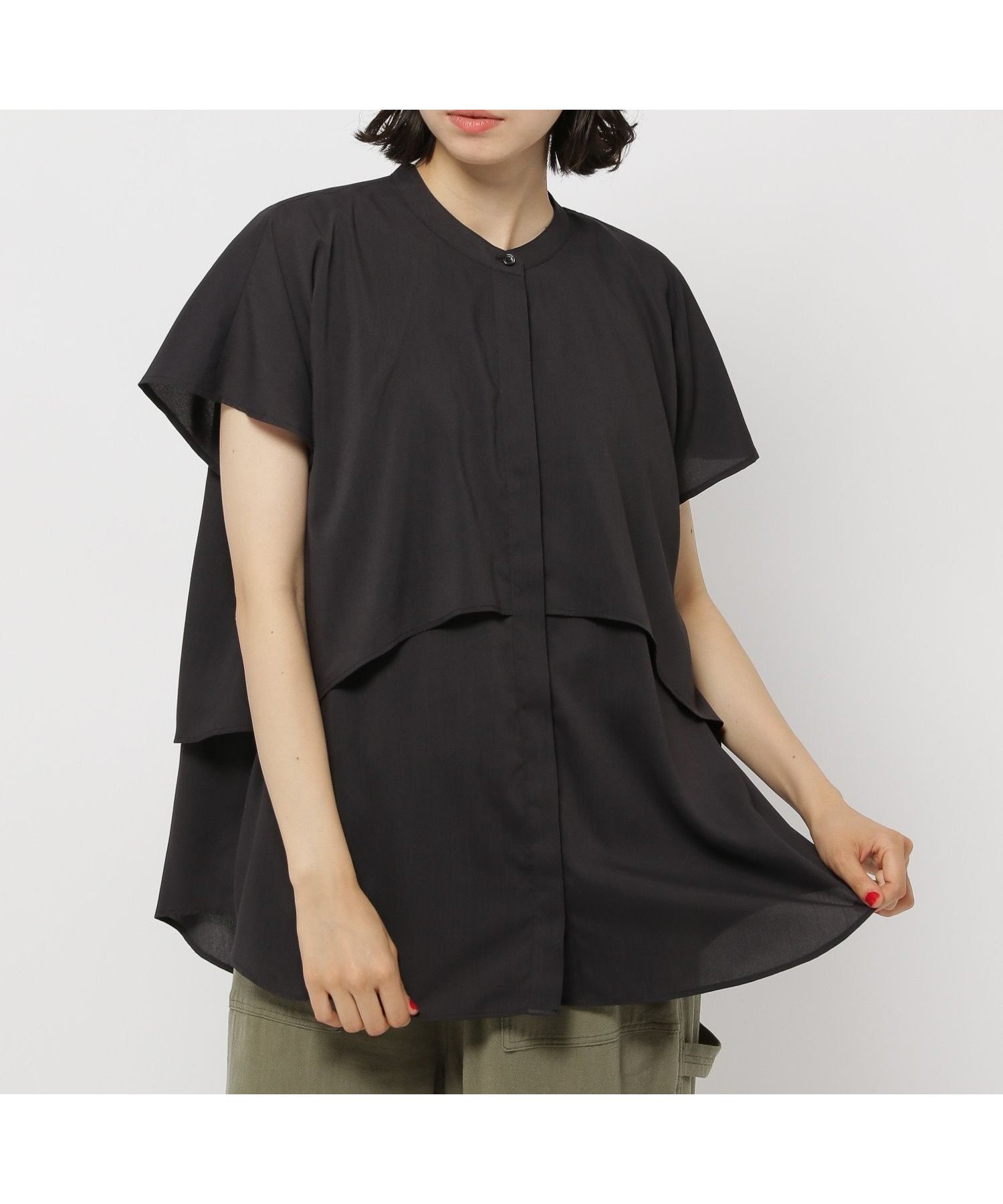 【ニコアンド/niko and】のコタット重ねフレンチブラウス インテリア・キッズ・メンズ・レディースファッション・服の通販 founy(ファニー) 　ファッション　Fashion　レディースファッション　Fashion for Women　トップス・カットソー　Cut & Sew Tops　シャツ・ブラウス・オフィスカジュアル　Elegant Blouses & Button-Ups　おすすめ　Recommended / Our Picks　シンプル　Simple, Minimal　スリーブ　Sleeve, Long Sleeve / Short Sleeve　フレンチ　French, French Style　リネン　Linen, Linen Fabric　リラックス　Relax, Relaxed Fit　ワイド　Wide, Wide Fit　夏　Summer　チャコール|ID: prp329100004612801 ipo3291000000033180952