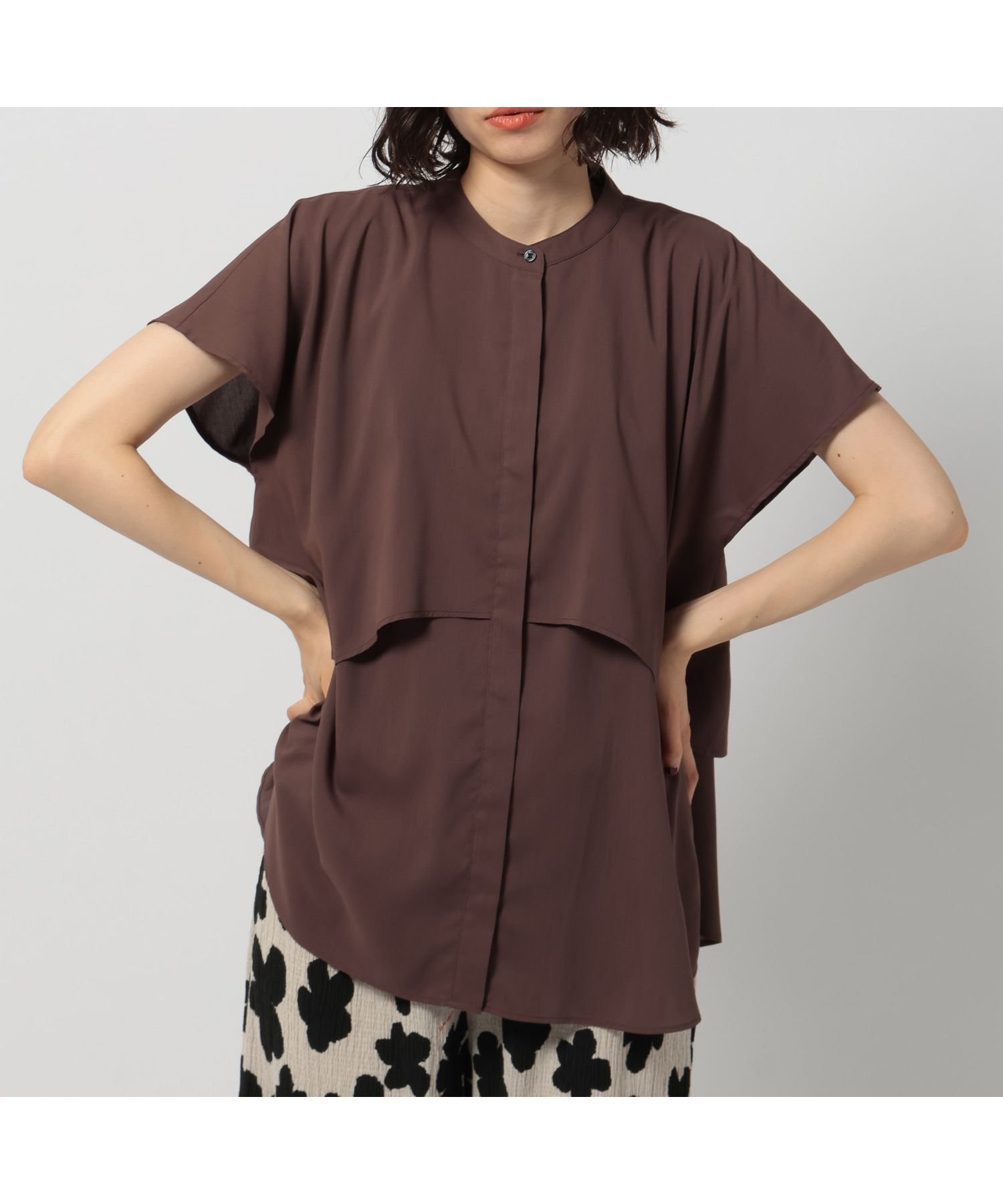 【ニコアンド/niko and】のコタット重ねフレンチブラウス インテリア・キッズ・メンズ・レディースファッション・服の通販 founy(ファニー) 　ファッション　Fashion　レディースファッション　Fashion for Women　トップス・カットソー　Cut & Sew Tops　シャツ・ブラウス・オフィスカジュアル　Elegant Blouses & Button-Ups　おすすめ　Recommended / Our Picks　シンプル　Simple, Minimal　スリーブ　Sleeve, Long Sleeve / Short Sleeve　フレンチ　French, French Style　リネン　Linen, Linen Fabric　リラックス　Relax, Relaxed Fit　ワイド　Wide, Wide Fit　夏　Summer　ブラウン|ID: prp329100004612801 ipo3291000000033180954