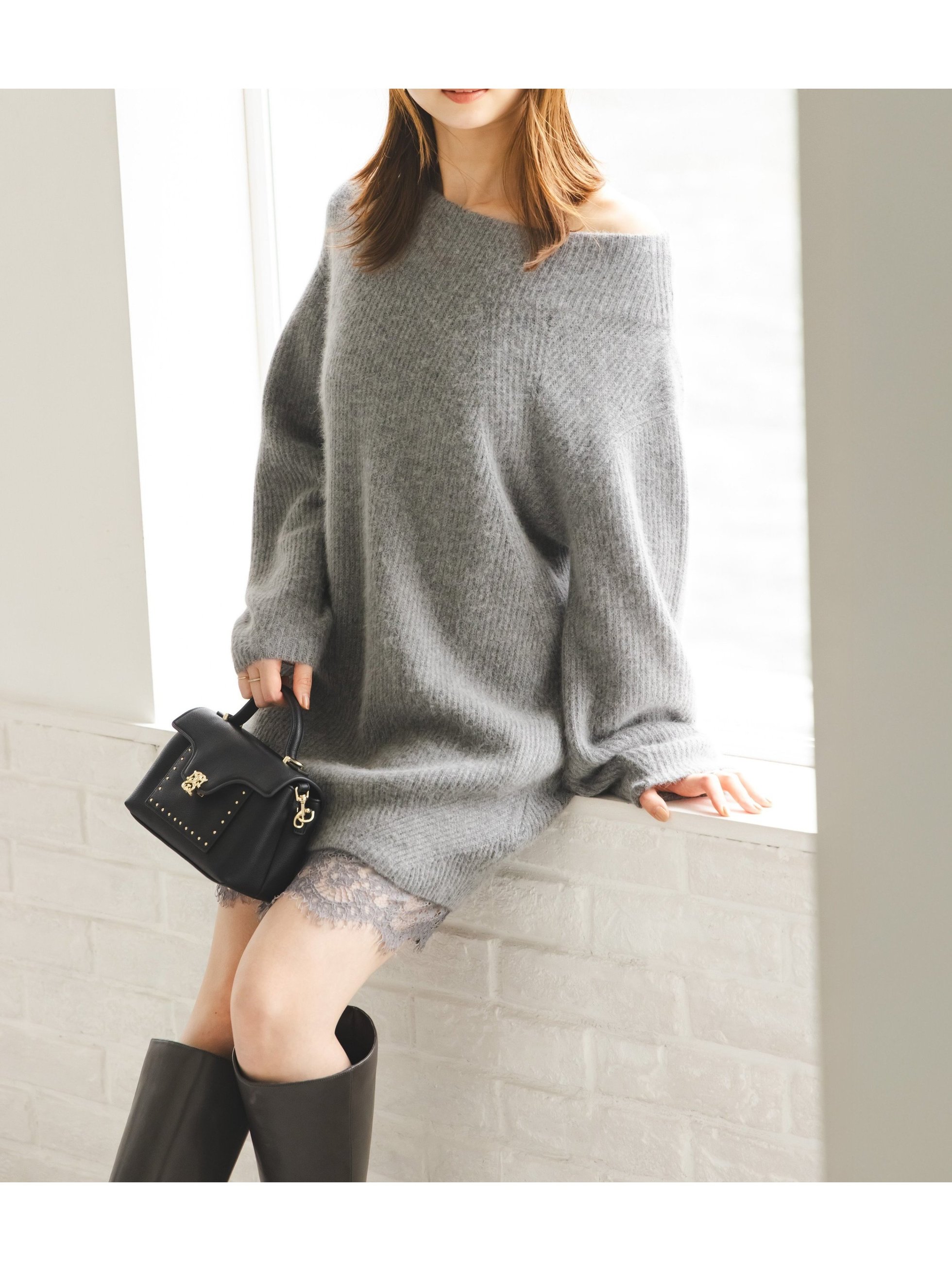 【スナイデル/SNIDEL】のニットセットキャミミニワンピース インテリア・キッズ・メンズ・レディースファッション・服の通販 founy(ファニー) 　ファッション　Fashion　レディースファッション　Fashion for Women　ワンピース　Dresses　インナー　Innerwear　サテン　Satin, Glossy Fabric　ショルダー　Shoulder, Shoulder Strap　ドロップ　Drop Shoulder, Dropped Style　レース　Lace, Lace Fabric　ロマンティック　Romantic, Feminine Style　エレガント 上品　Elegant　GRY[006]|ID: prp329100004612840 ipo3291000000033017276