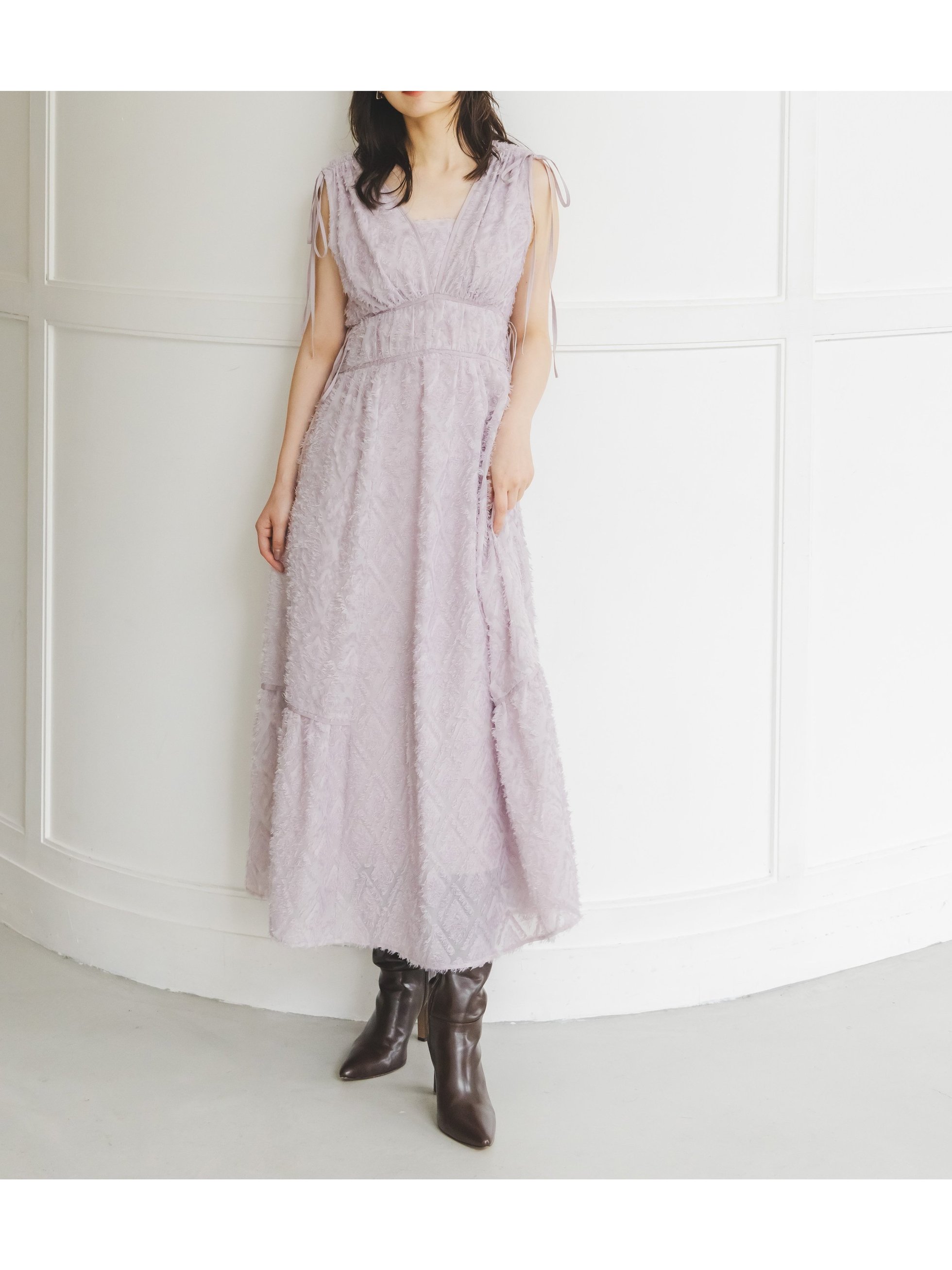 【スナイデル/SNIDEL】の【00サイズあり】ジャガードドロストディティールワンピース インテリア・キッズ・メンズ・レディースファッション・服の通販 founy(ファニー) 　ファッション　Fashion　レディースファッション　Fashion for Women　ワンピース　Dresses　ウェーブ　Wavy Pattern　今季　This Season, Current Season　ショルダー　Shoulder, Shoulder Strap　ストレート　Straight, Straight Cut　スペシャル　Special, Limited Edition　バランス　Balance, Style Balance　フィット　Fit, Slim Fit　フェミニン　Feminine, Girly　リボン　Ribbon, Bow　おすすめ　Recommended / Our Picks　エレガント 上品　Elegant　PNK[066]|ID: prp329100004612849 ipo3291000000033017345