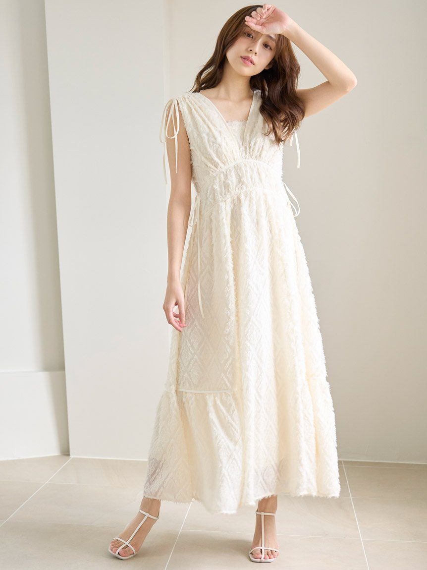 【スナイデル/SNIDEL】の【00サイズあり】ジャガードドロストディティールワンピース 人気、トレンドファッション・服の通販 founy(ファニー) 　ファッション　Fashion　レディースファッション　Fashion for Women　ワンピース　Dresses　ウェーブ　Wavy Pattern　今季　This Season, Current Season　ショルダー　Shoulder, Shoulder Strap　ストレート　Straight, Straight Cut　スペシャル　Special, Limited Edition　バランス　Balance, Style Balance　フィット　Fit, Slim Fit　フェミニン　Feminine, Girly　リボン　Ribbon, Bow　おすすめ　Recommended / Our Picks　エレガント 上品　Elegant　 other-1|ID: prp329100004612849 ipo3291000000033673173