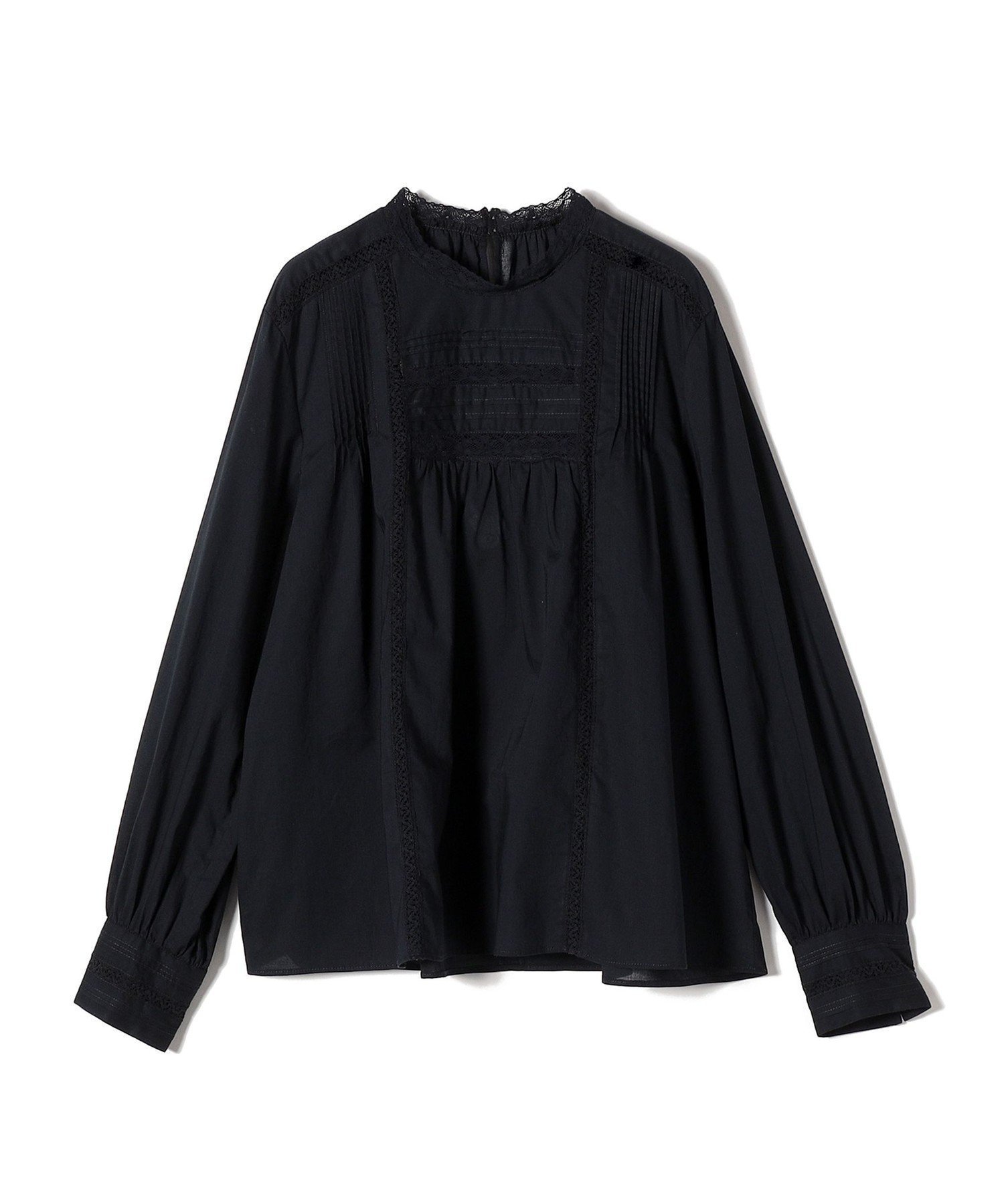 【シップス フォー ウィメン/SHIPS】のSHIPS Primary Navy Label 手洗い可能 レース ピンタック ブラウス インテリア・キッズ・メンズ・レディースファッション・服の通販 founy(ファニー) 　ファッション　Fashion　レディースファッション　Fashion for Women　トップス・カットソー　Cut & Sew Tops　シャツ・ブラウス・オフィスカジュアル　Elegant Blouses & Button-Ups　インナー　Innerwear　シンプル　Simple, Minimal　ジャケット　Jacket, Outerwear　スタンド　Stand Collar, Upright Stand　デニム　Denim, Jeans Material　ベーシック　Basic, Essential　ボトム　Bottoms, Lower Wear　レース　Lace, Lace Fabric　ヴィンテージ　Vintage Style　ネイビー|ID: prp329100004612858 ipo3291000000033017391