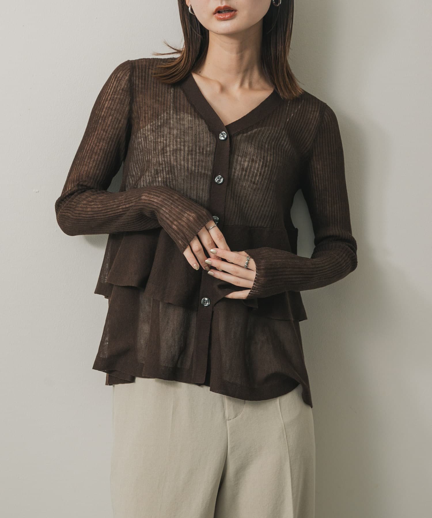 【センスオブプレイス/SENSE OF PLACE by URBAN RESEARCH】のシアーペプラムカーディガン 人気、トレンドファッション・服の通販 founy(ファニー) 　ファッション　Fashion　レディースファッション　Fashion for Women　トップス・カットソー　Cut & Sew Tops　カーディガン・羽織り　Layered Style Cardigans　シアー　Sheer, See-Through　ペプラム　Peplum, Flared Hem　夏　Summer　 other-1|ID: prp329100004612911 ipo3291000000033557279