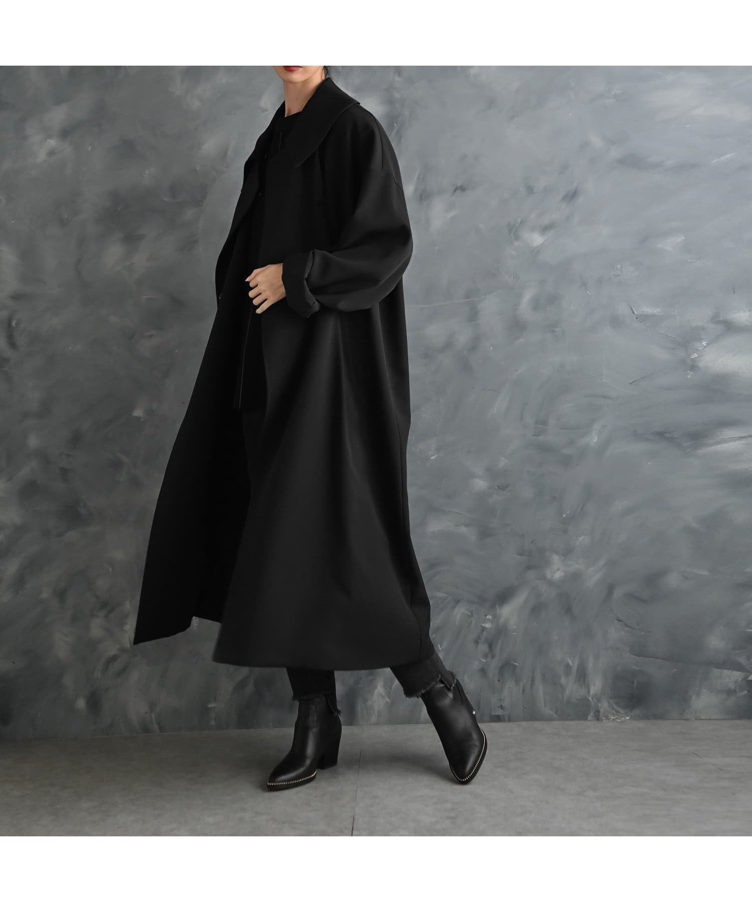 【スタイルデリ/STYLE DELI】の【BLK001】襟付きオーバーサイズコート インテリア・キッズ・メンズ・レディースファッション・服の通販 founy(ファニー) 　ファッション　Fashion　レディースファッション　Fashion for Women　アウター　Coat / Outerwear Collection　コート・ロングコート・ピーコート　Long Coats, Peacoats & More　イエロー　Yellow　オケージョン　Occasion Wear　ショルダー　Shoulder, Shoulder Strap　シンプル　Simple, Minimal　ドロップ　Drop Shoulder, Dropped Style　定番　Standard, Basic Item　ポケット　Pocket, Pocket Detail　ラウンド　Round, Round Neck　ロング　Long, Long-Length　ワイド　Wide, Wide Fit　おすすめ　Recommended / Our Picks　エレガント 上品　Elegant　セレモニー　Ceremony　ブラック|ID: prp329100004613068 ipo3291000000033019247