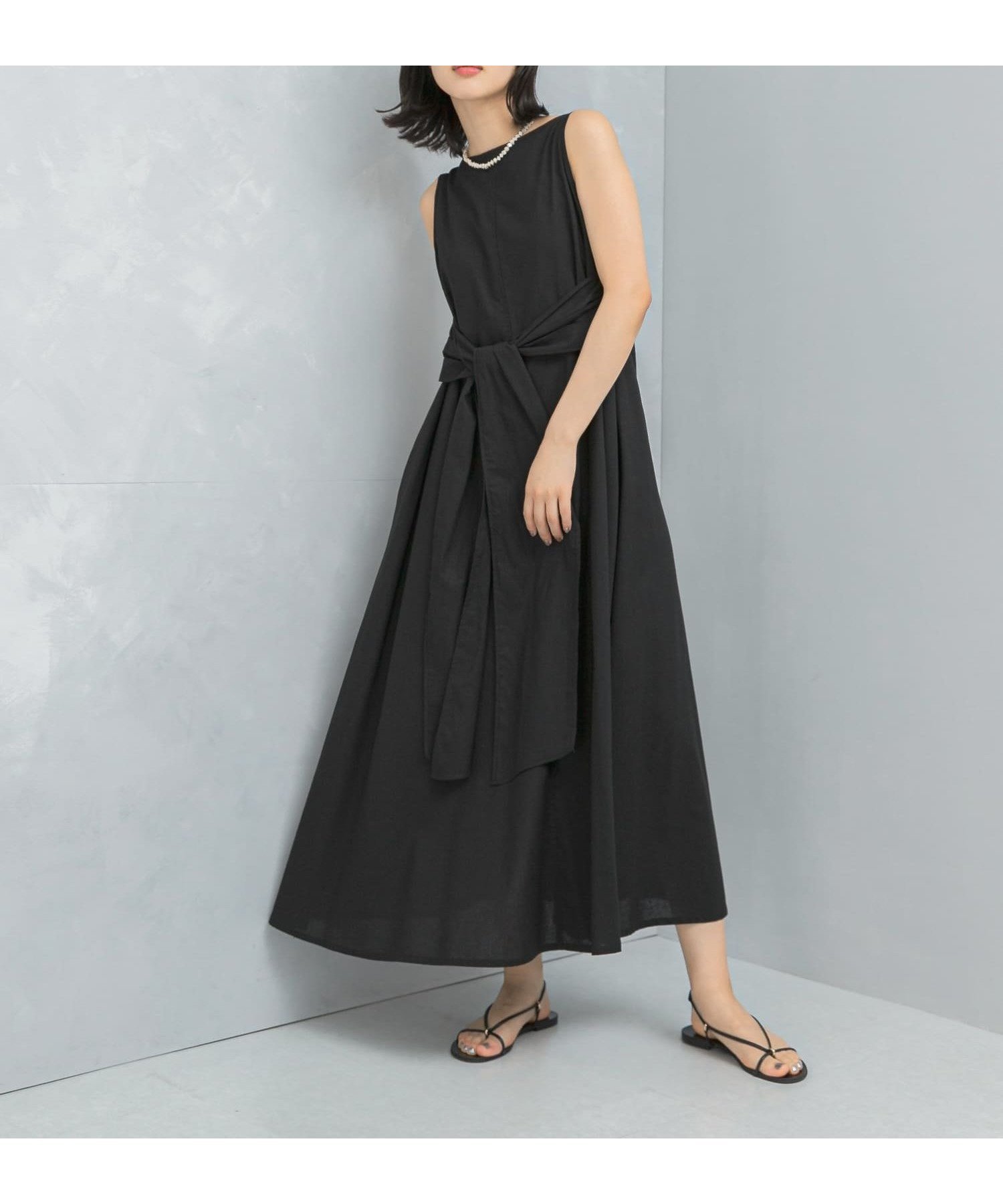 【アーバンリサーチ ロッソ/URBAN RESEARCH ROSSO】のリネン混リボンドレス インテリア・キッズ・メンズ・レディースファッション・服の通販 founy(ファニー) 　ファッション　Fashion　レディースファッション　Fashion for Women　ワンピース　Dresses　フォーマル・パーティードレス・結婚式用ドレス　Elegant & Casual Dresses　2025年　2025　2025春夏・S/S　Spring/Summer 2025 SS25　おすすめ　Recommended / Our Picks　シンプル　Simple, Minimal　ドレス　Dress, One-Piece　フロント　Front, Front Design　リネン　Linen, Linen Fabric　リボン　Ribbon, Bow　リラックス　Relax, Relaxed Fit　今季　This Season, Current Season　夏　Summer　S/S・春夏　SS, Spring/Summer, Warm Season　BLACK|ID: prp329100004613459 ipo3291000000033079847