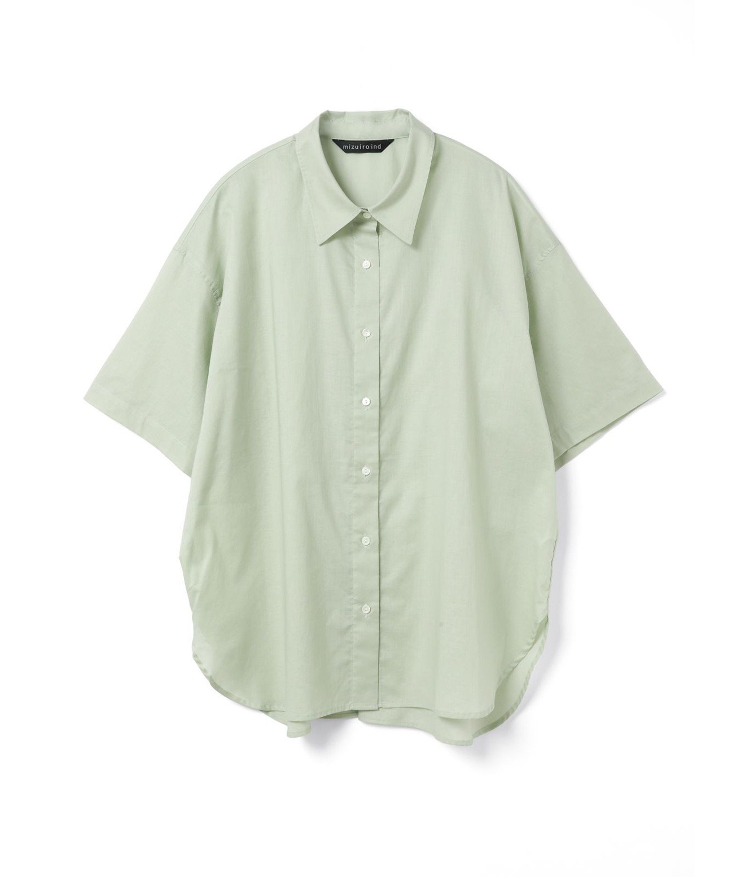 【マーコート/MARcourt】のmizuiro ind ハーフスリーブワイドシャツ インテリア・キッズ・メンズ・レディースファッション・服の通販 founy(ファニー) 　ファッション　Fashion　レディースファッション　Fashion for Women　トップス・カットソー　Cut & Sew Tops　シャツ・ブラウス・オフィスカジュアル　Elegant Blouses & Button-Ups　シンプル　Simple, Minimal　ベーシック　Basic, Essential　ポケット　Pocket, Pocket Detail　レギュラー　Regular, Standard Fit　ワイド　Wide, Wide Fit　無地　Plain, Solid Color　ライトグリーン|ID: prp329100004613788 ipo3291000000033031186