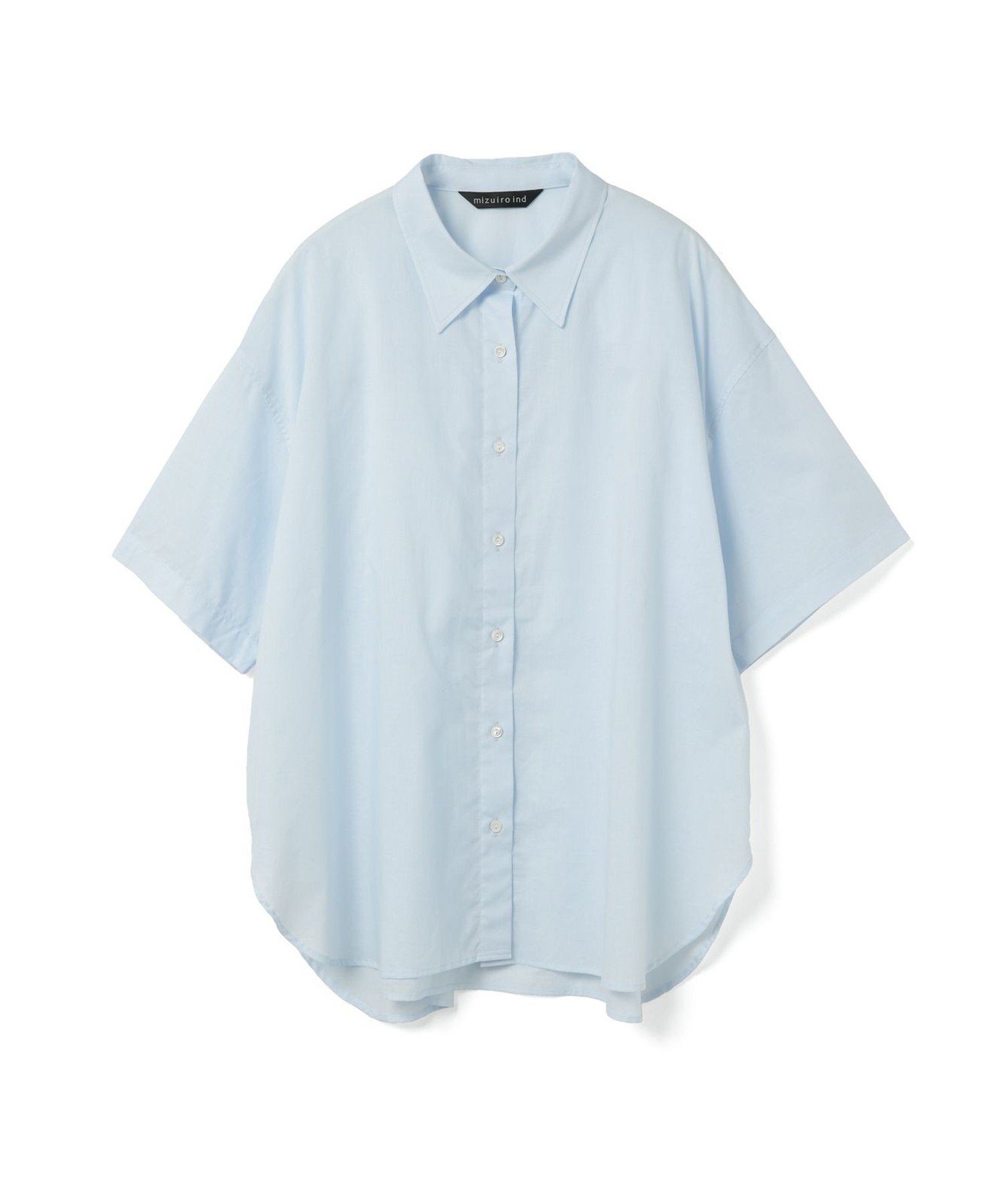 【マーコート/MARcourt】のmizuiro ind ハーフスリーブワイドシャツ インテリア・キッズ・メンズ・レディースファッション・服の通販 founy(ファニー) 　ファッション　Fashion　レディースファッション　Fashion for Women　トップス・カットソー　Cut & Sew Tops　シャツ・ブラウス・オフィスカジュアル　Elegant Blouses & Button-Ups　シンプル　Simple, Minimal　ベーシック　Basic, Essential　ポケット　Pocket, Pocket Detail　レギュラー　Regular, Standard Fit　ワイド　Wide, Wide Fit　無地　Plain, Solid Color　サックス|ID: prp329100004613788 ipo3291000000033031189