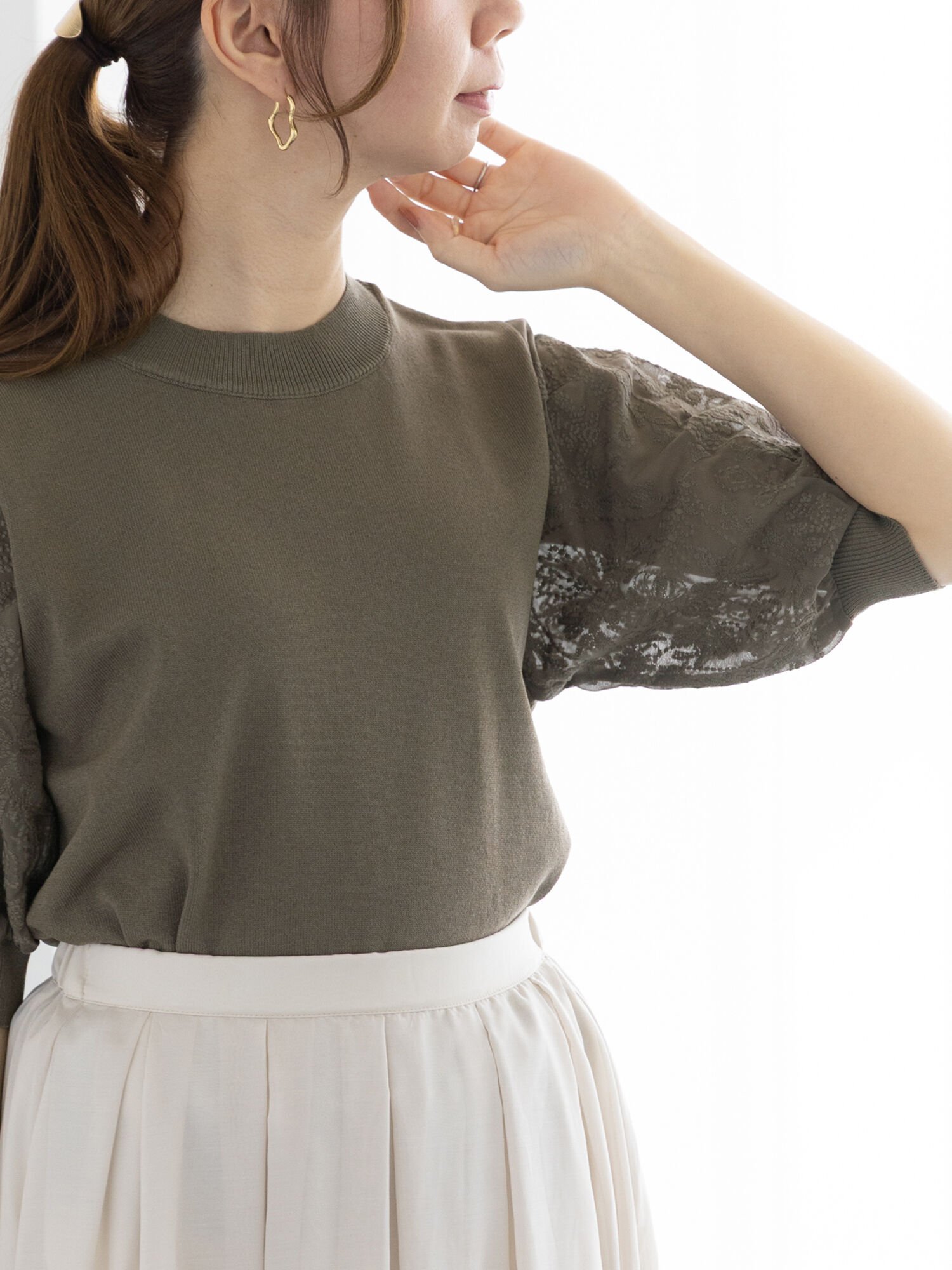 【テチチ/Te chichi】のエンブロイダリースリーブニット インテリア・キッズ・メンズ・レディースファッション・服の通販 founy(ファニー) 　ファッション　Fashion　レディースファッション　Fashion for Women　トップス・カットソー　Cut & Sew Tops　ニット　Knit Tops & Sweaters　ベーシック　Basic, Essential　人気　Popular, Best Seller　夏　Summer　グレー|ID: prp329100004613923 ipo3291000000033033188